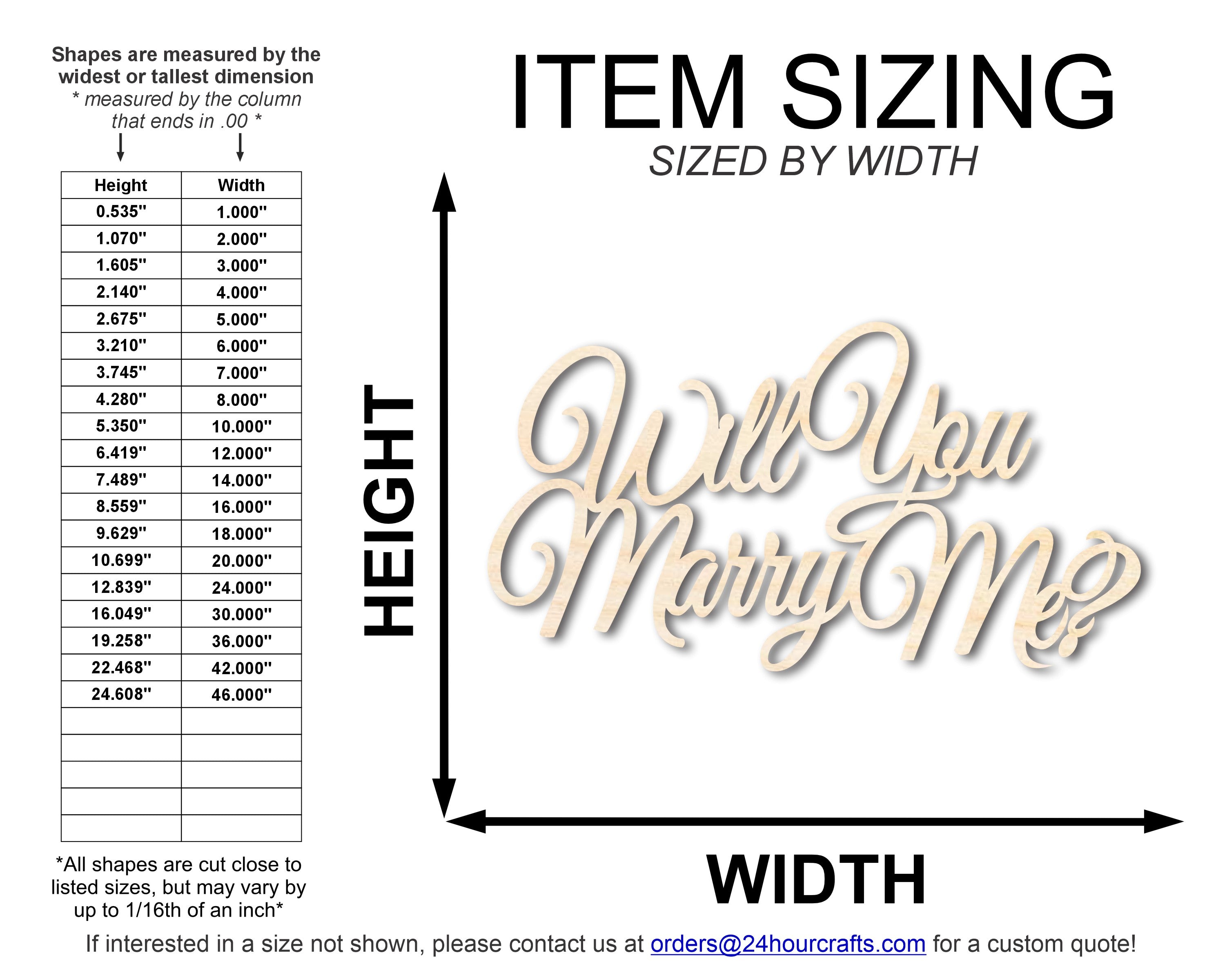 DIY Unfinished Wood 'Will You Marry Me' Sign | Up to 46 Size Options