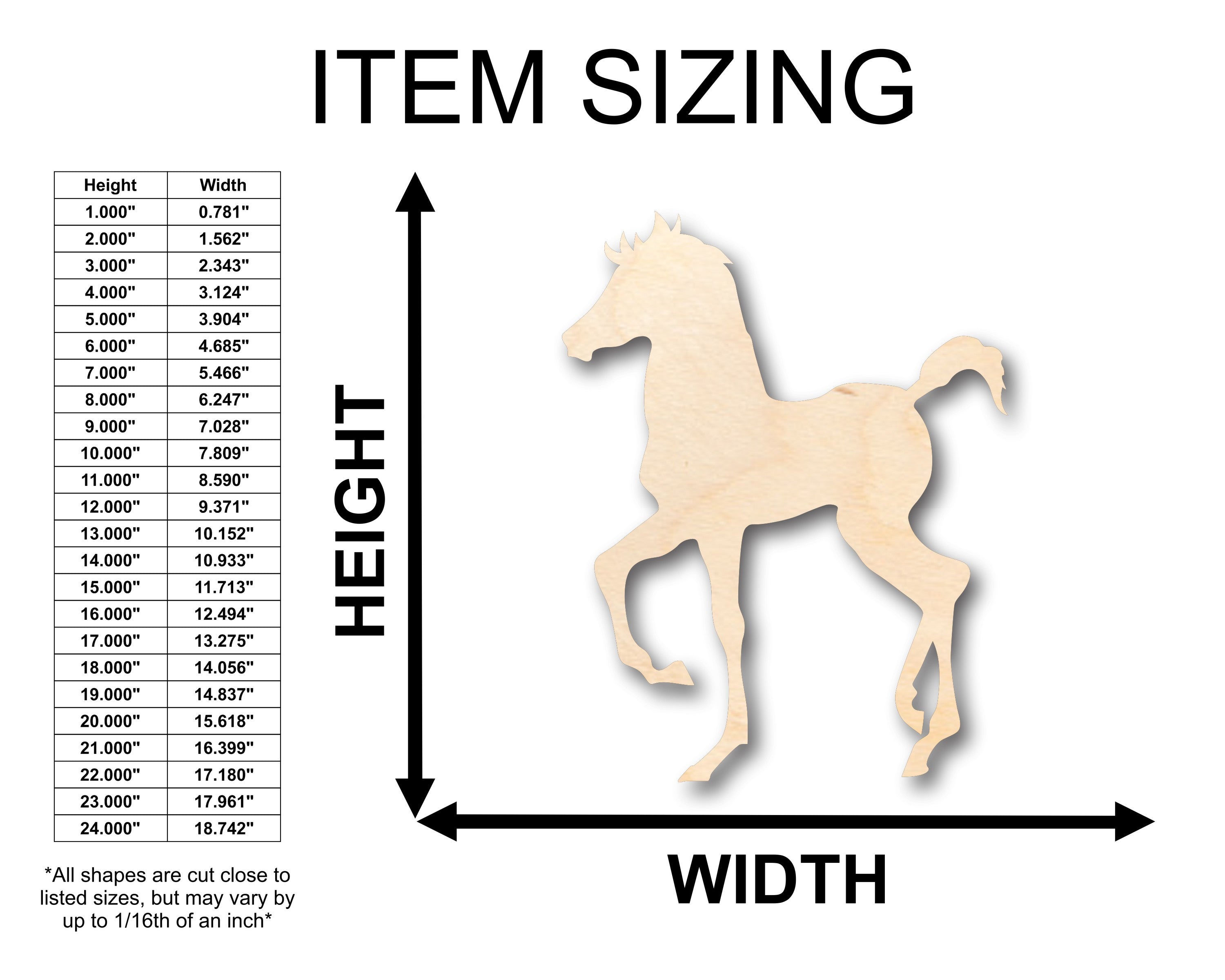 DIY Unfinished Wood Baby Horse Colt Shape for Up to 46 Crafts