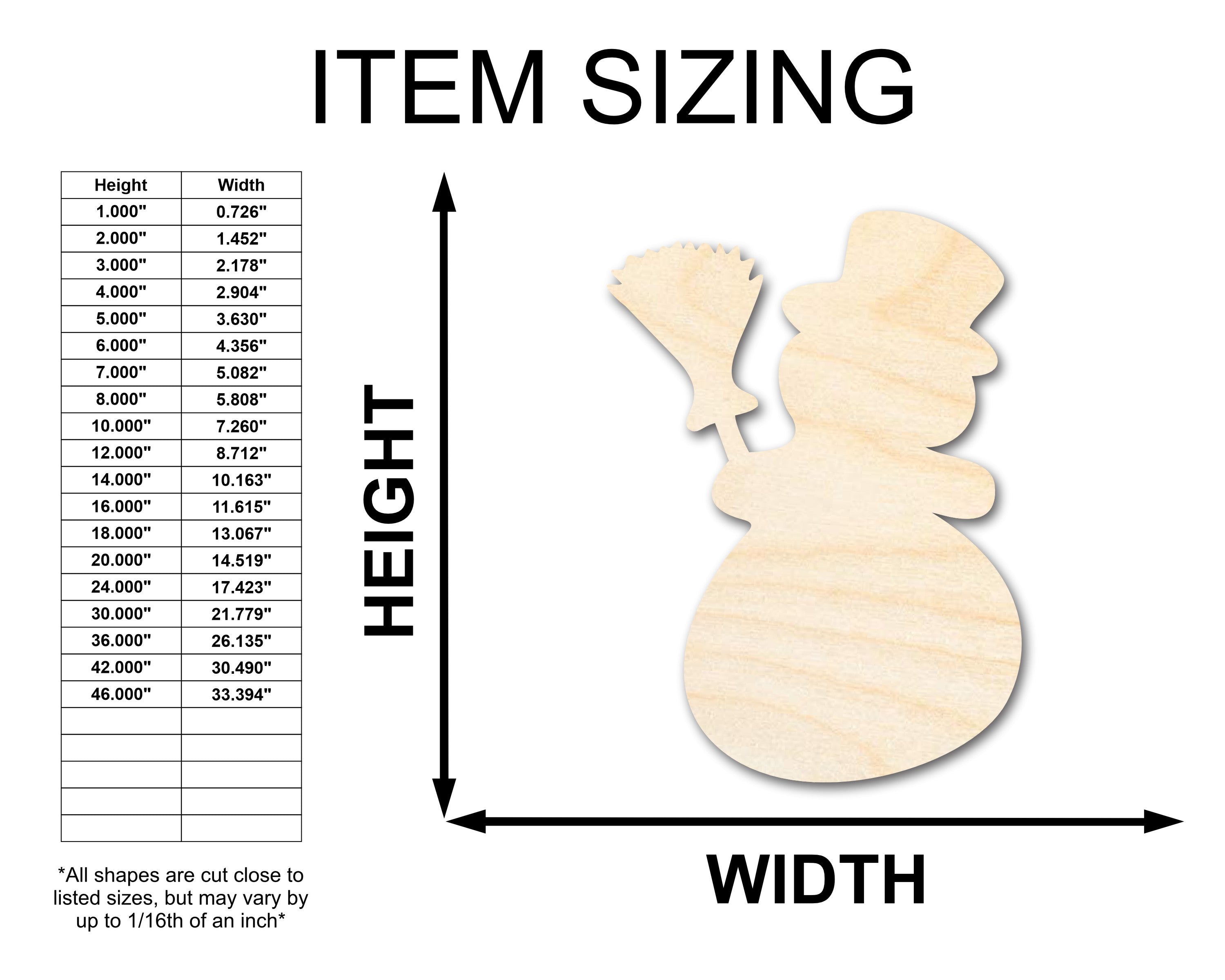 Unfinished Baltic Birch Wood Snowman Shape for Winter Crafts - Sizes up to 36 Inches in Diameter