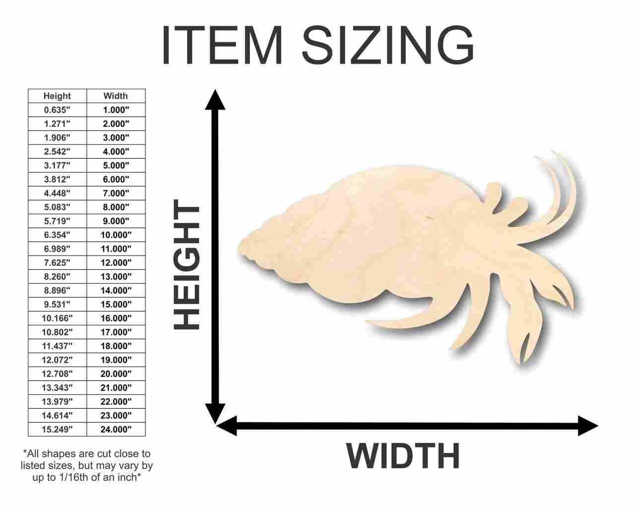 Unfinished Baltic Birch Plywood Hermit Crab Shapes for Ocean - Beach - Nursery - DIY Crafts up to 46 Variations