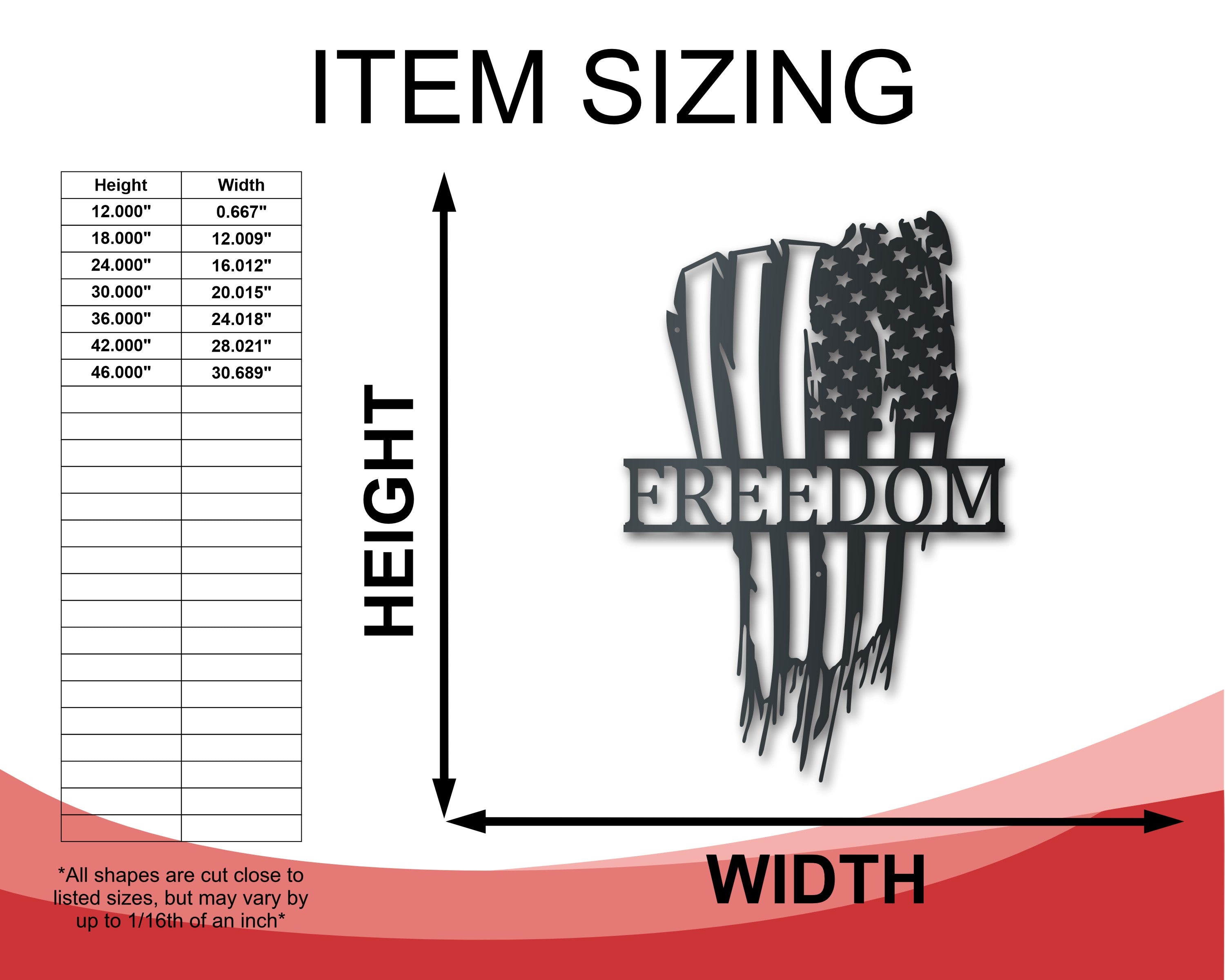 Customizable Metal Tattered American Flag Sign - Patriotic Wall Art for Indoor/Outdoor, Up to 46 Inches, 20+ Colors