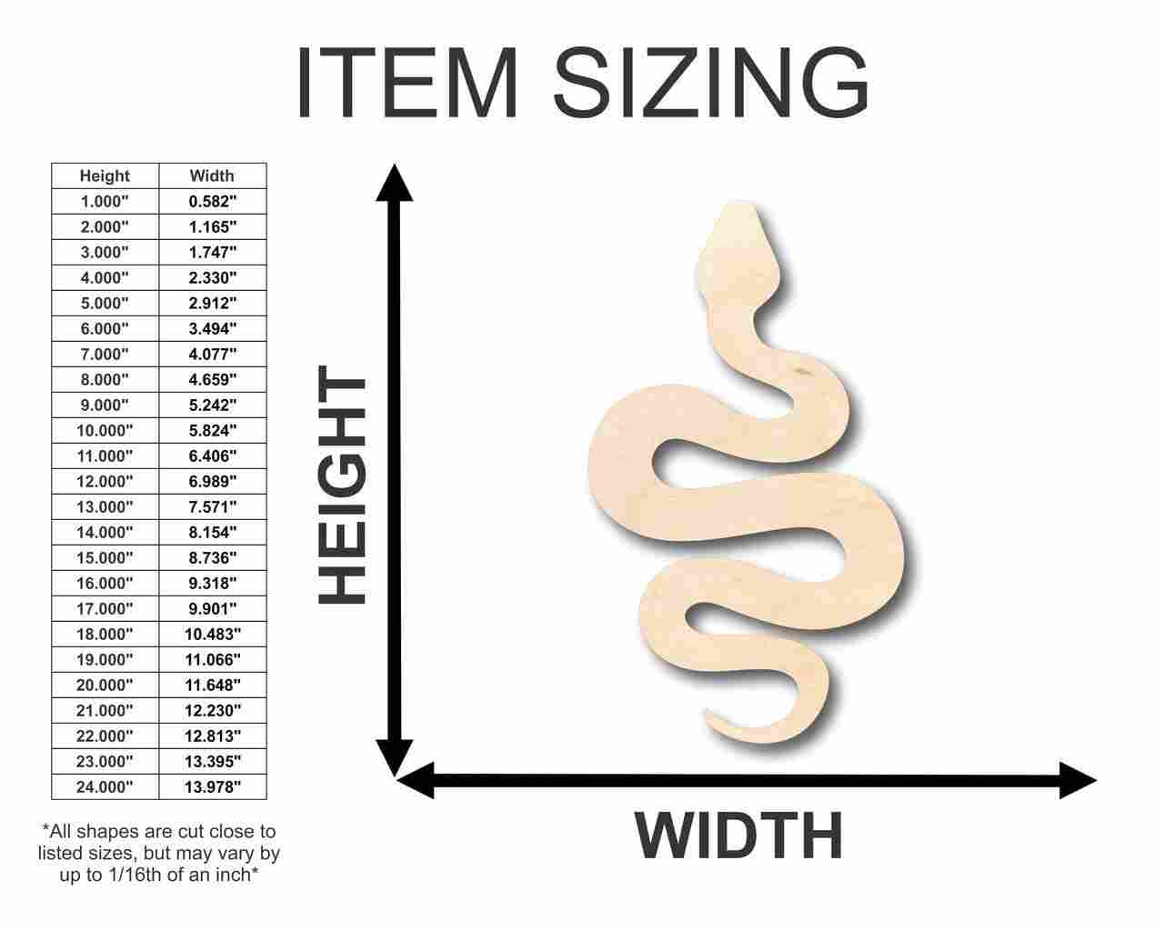 DIY Unfinished Wood Snake Shape for Wildlife Crafts, up to 46 Inches