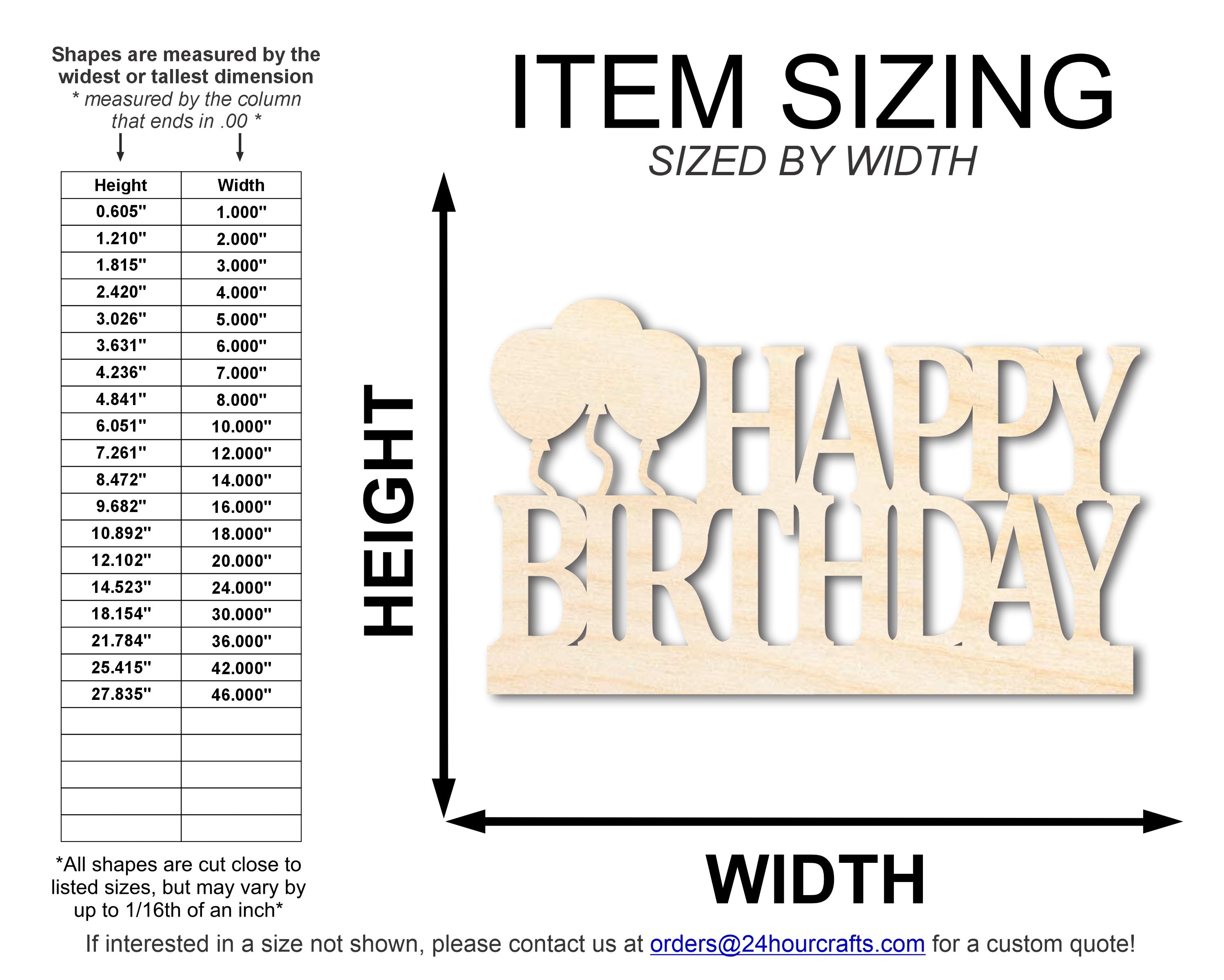 DIY Unfinished Baltic Birch Happy Birthday Shape Cutout up to 46 Inches