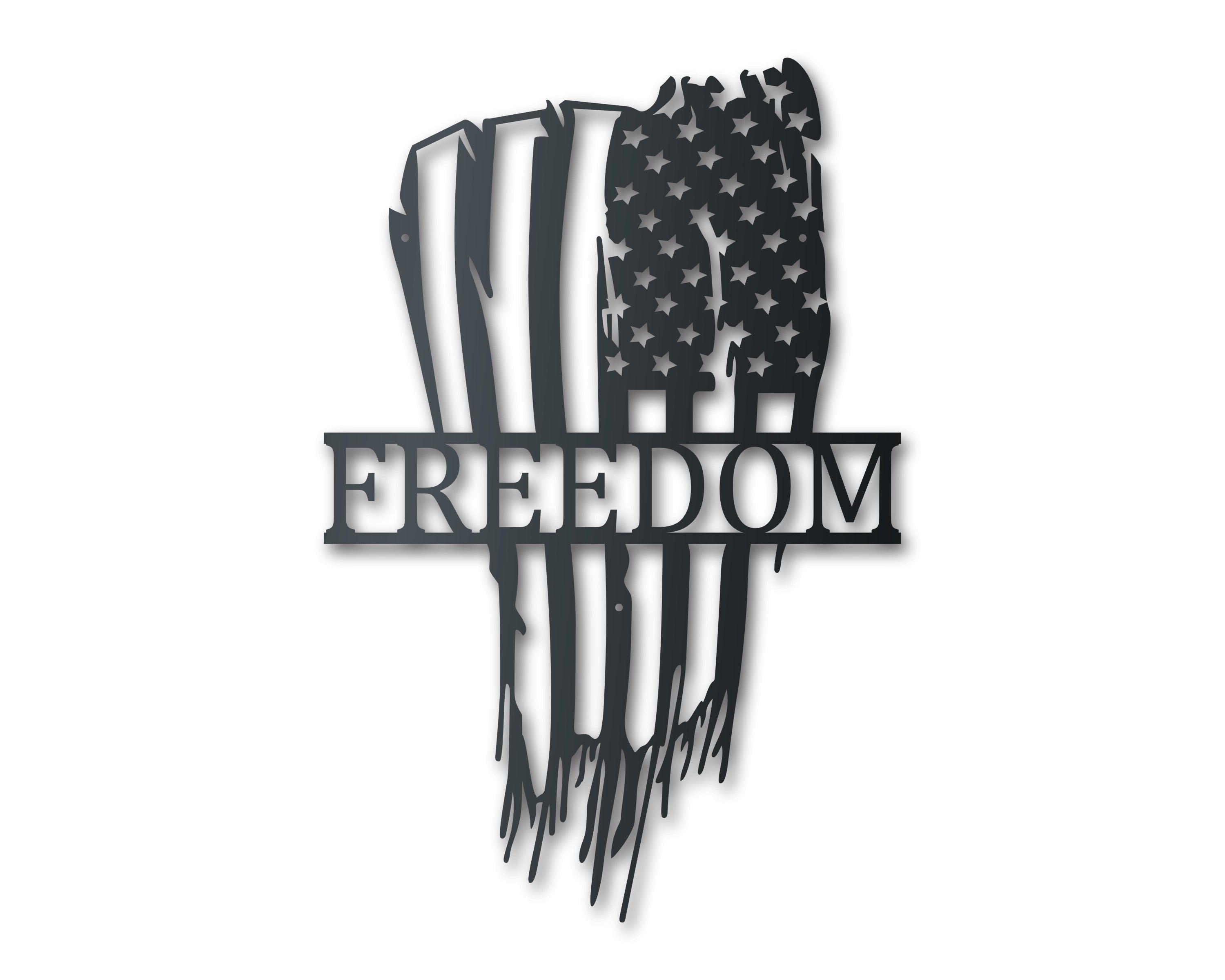Custom Metal Tattered American Flag Sign | Patriotic Wall Art | Indoor Outdoor | Up to 46 | Over 20 Color Options