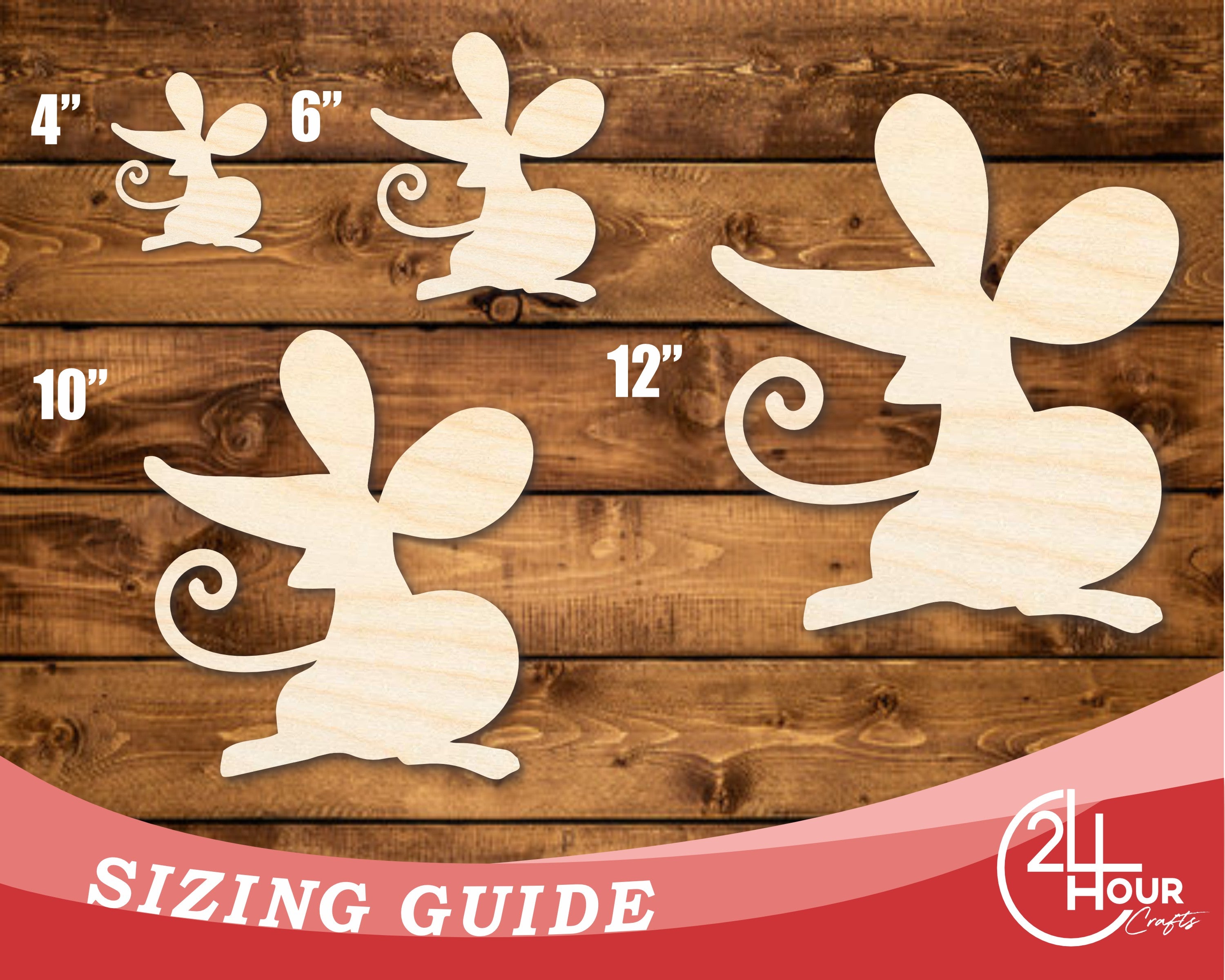 DIY Unfinished Baltic Birch Cartoon Mouse Shape Cutout - Up to 46 Inches