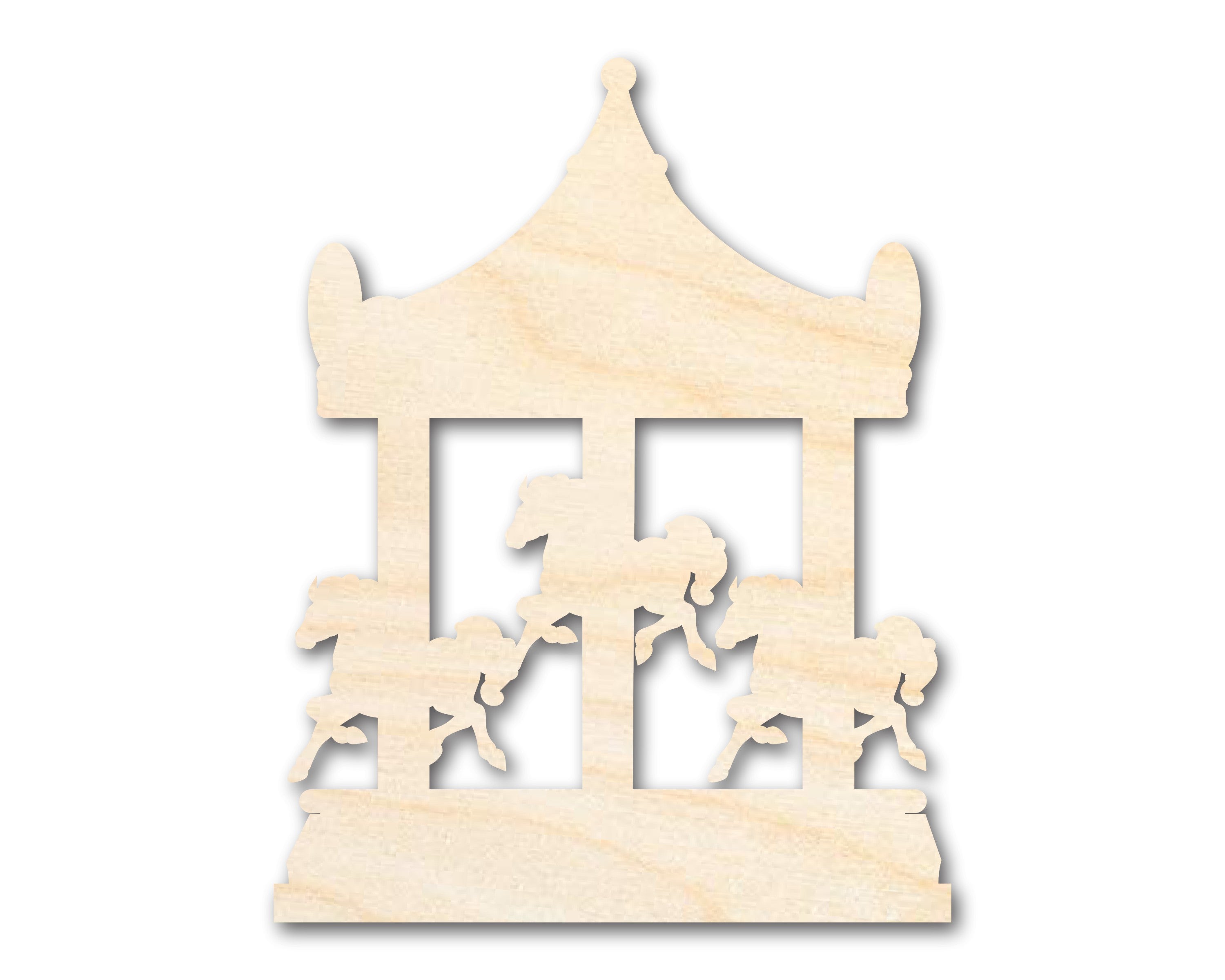 Unfinished Baltic Birch Wood Merry - Go - Round Shape Carousel Craft Cutout for Amusement Park Themed DIY Projects up to 46 Inches