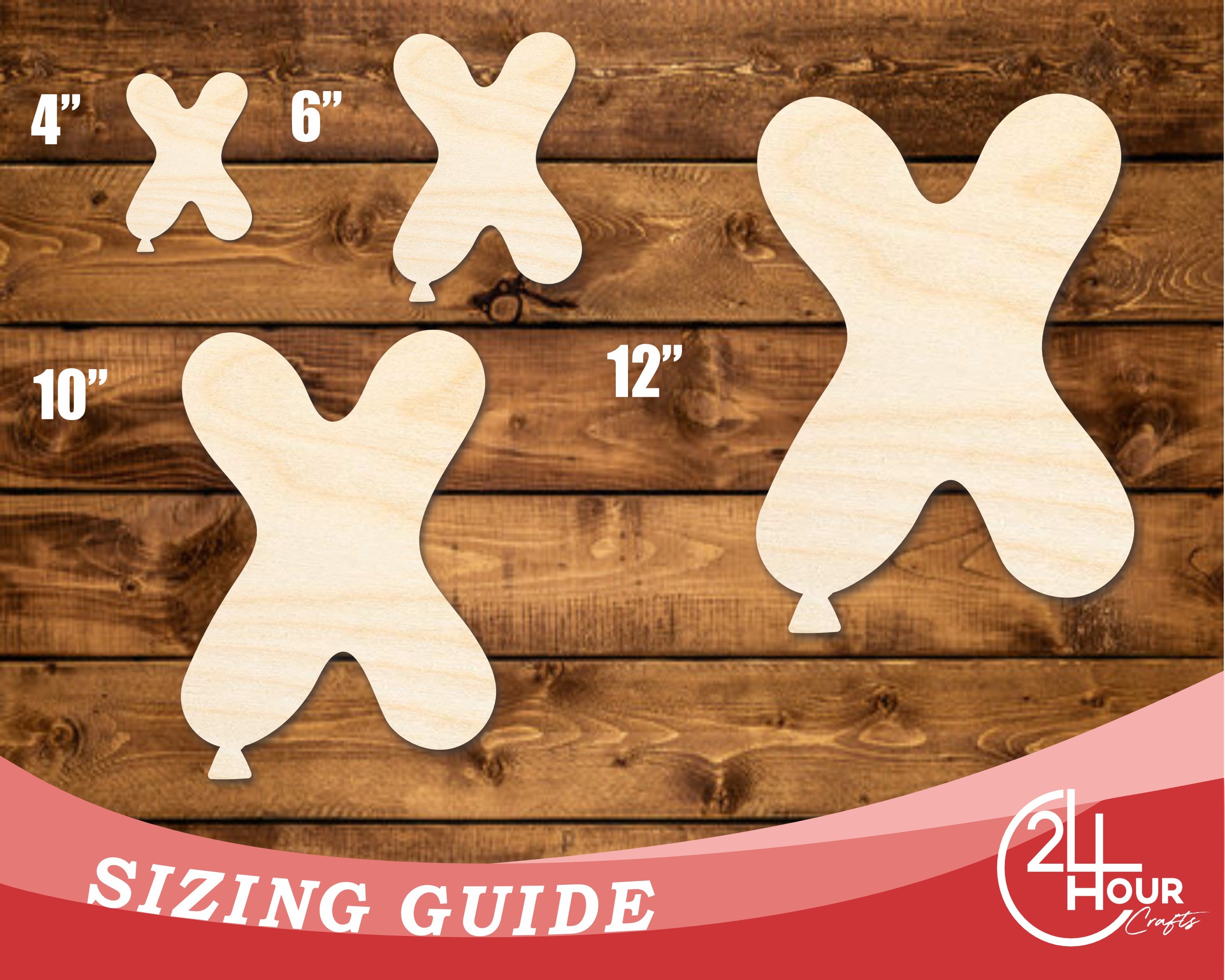 Unfinished DIY Craft Cutout: Wood Balloon Letter X Shape with Up to 46 DIY Options