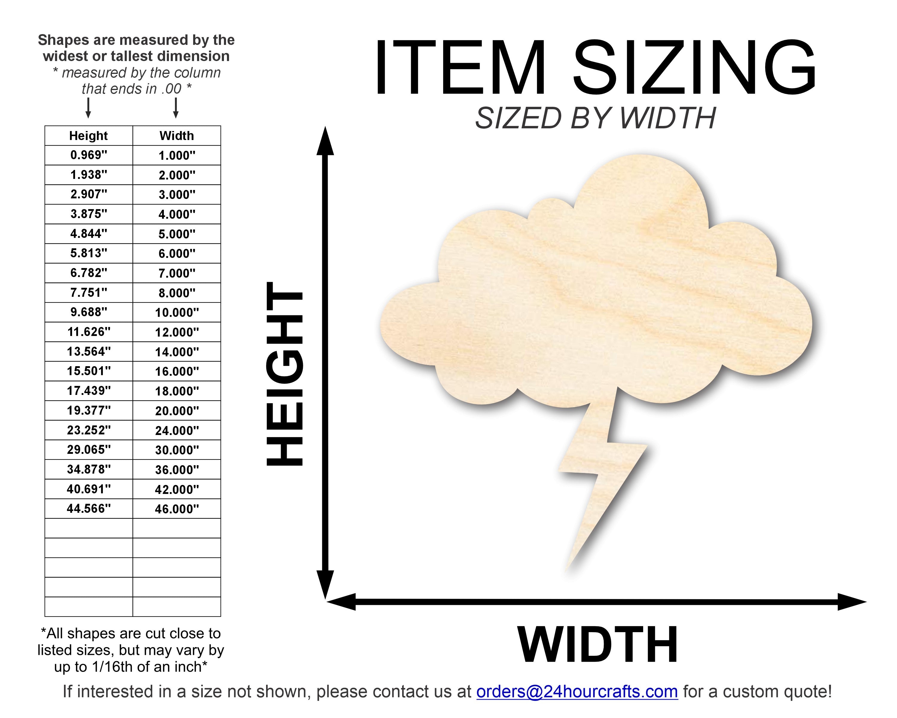 Unfinished DIY Craft Cutout in the Shape of a Lightning Cloud, Up to 46 Inches for Multiple DIY Projects