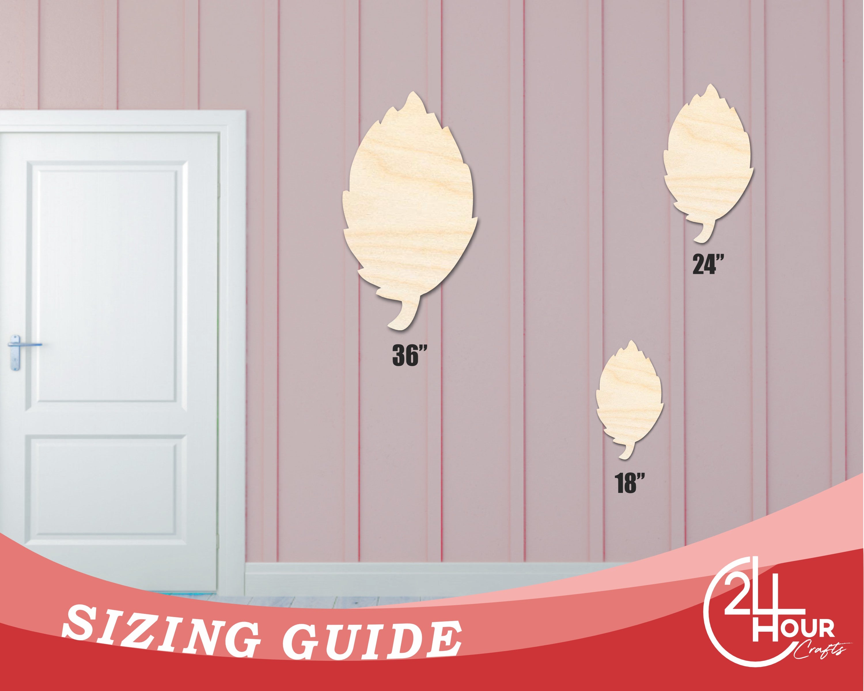 Enhanced DIY Craft Unfinished Wood Cutout in the Shape of a Simple Fall Leaf from the Bigger Better Collection