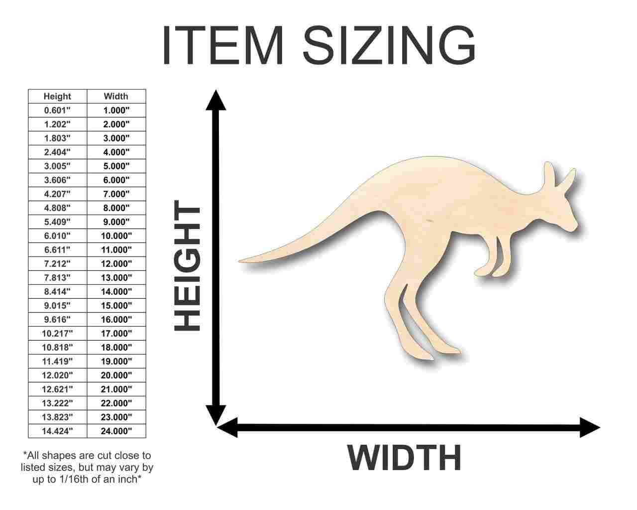 Unfinished Baltic Birch Wood Kangaroo Shape Animal Craft Supplies for Up to 46 DIY Projects