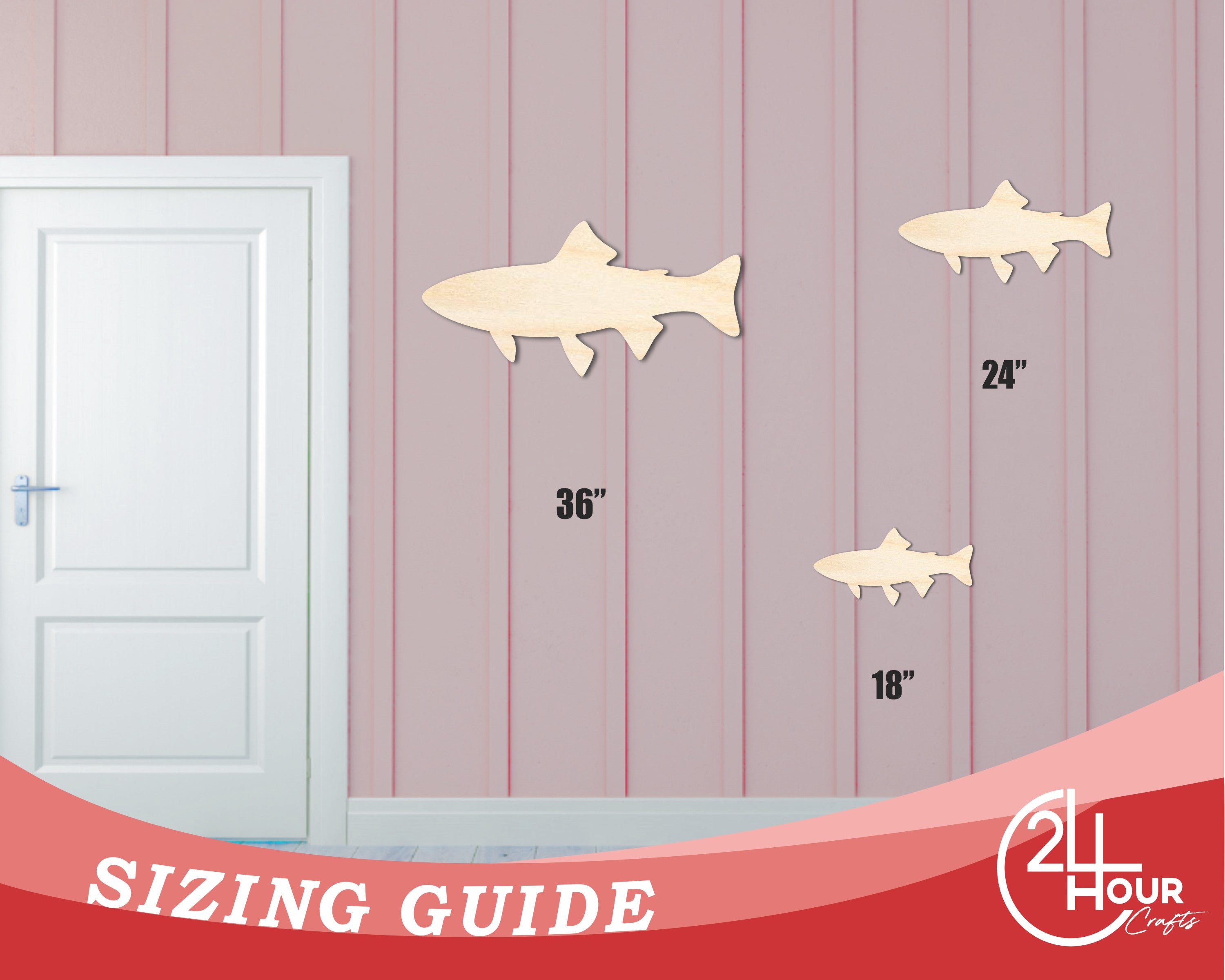Bigger and Superior Unfinished Wood Trout Fish Shape for DIY Crafting Cutout