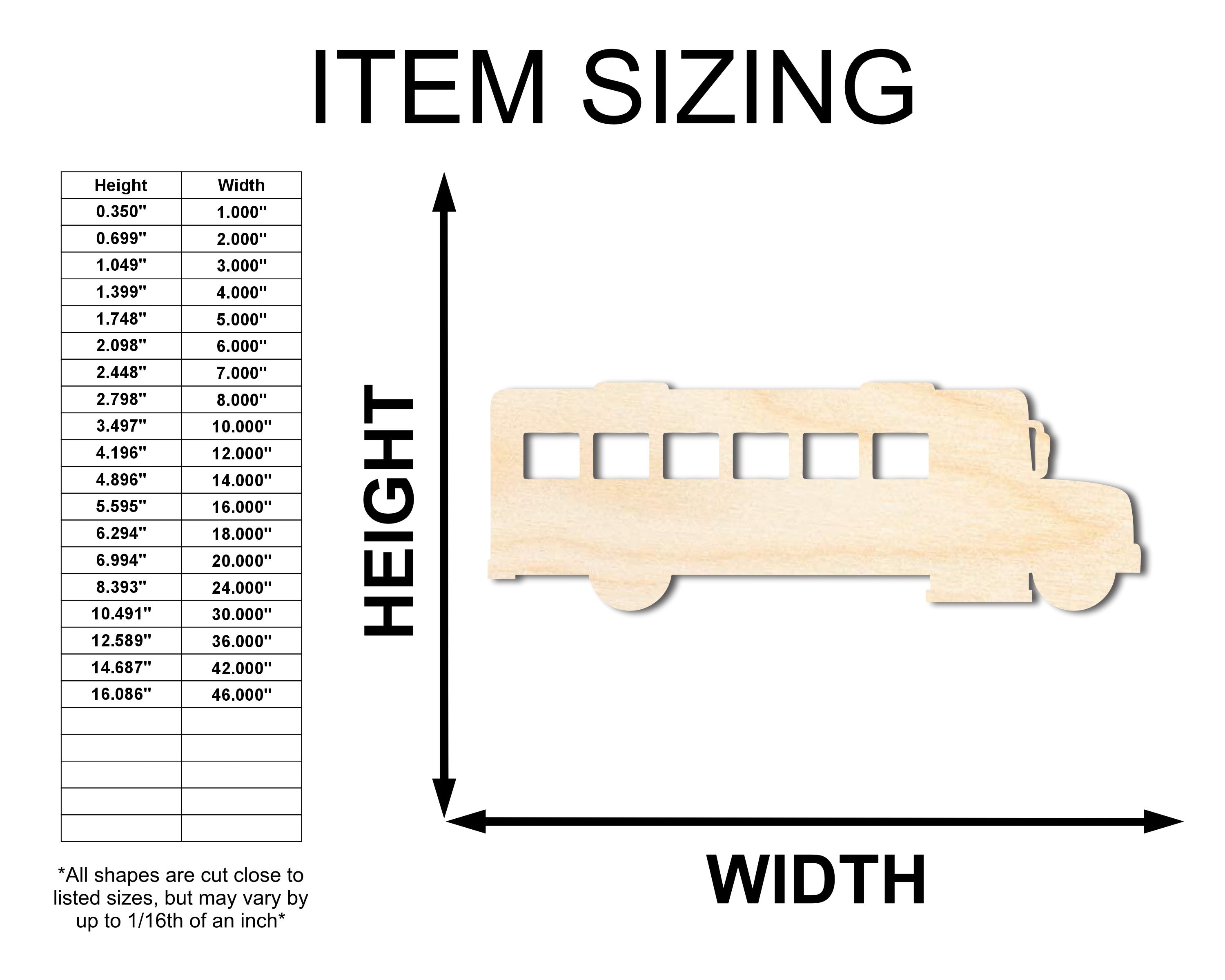 Unfinished Baltic Birch Wood School Bus Shape Cutout for Back to School Kids Crafts - Up to 46 Inches for 24+ DIY Projects