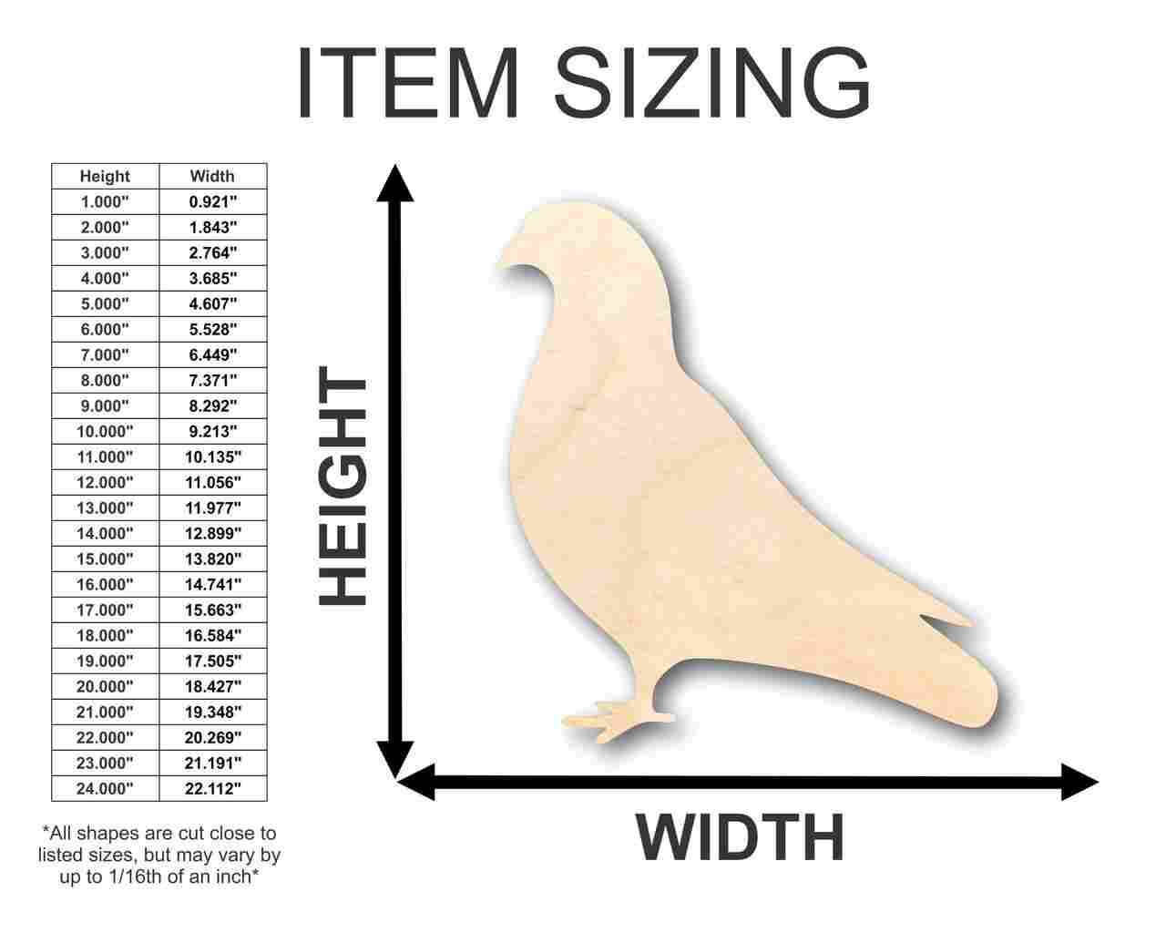 DIY Unfinished Wood Pigeon Shapes for Wildlife Crafts, up to 46