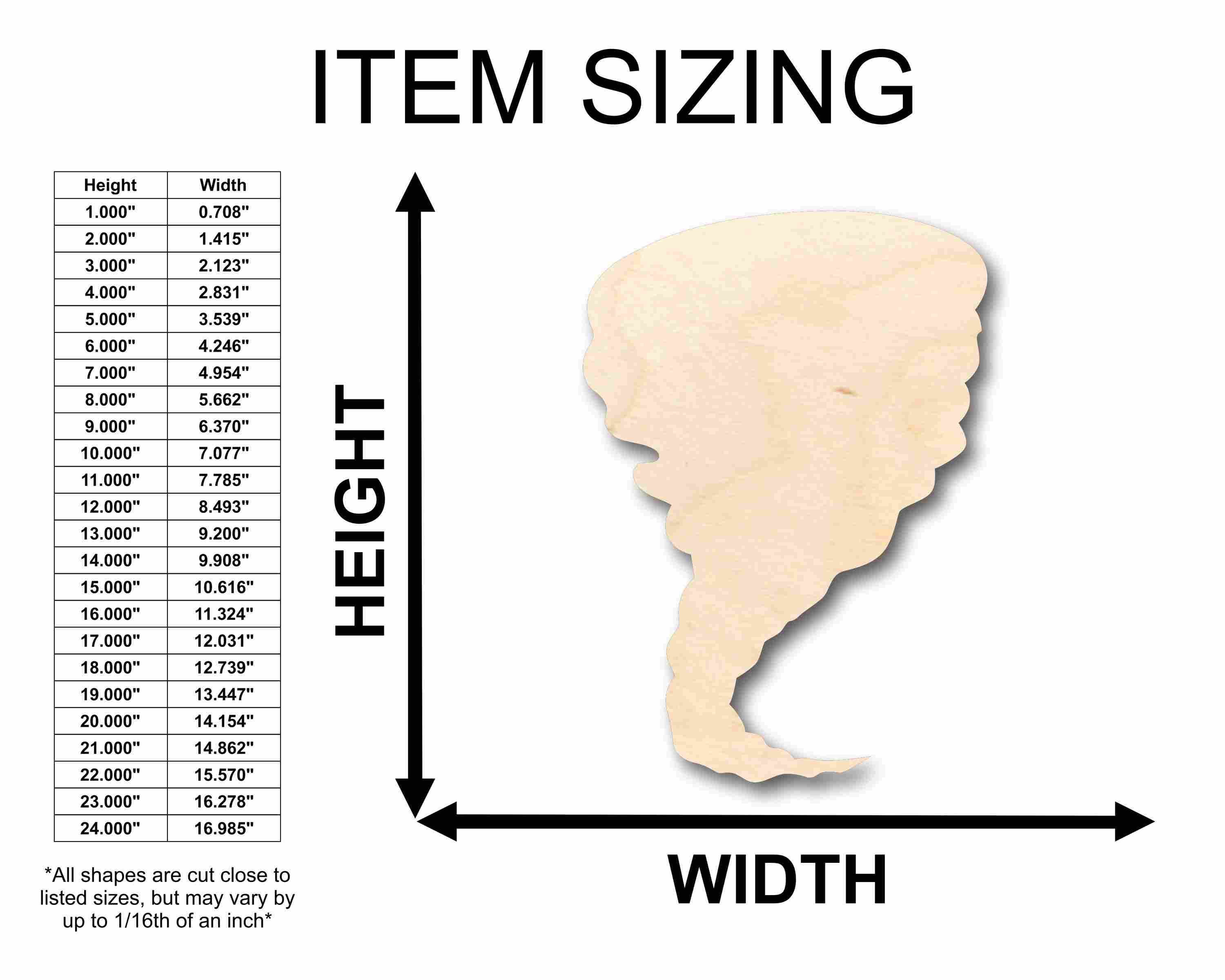 DIY Unfinished Wood Tornado Silhouette - Ideal for Up to 46 Craft Projects