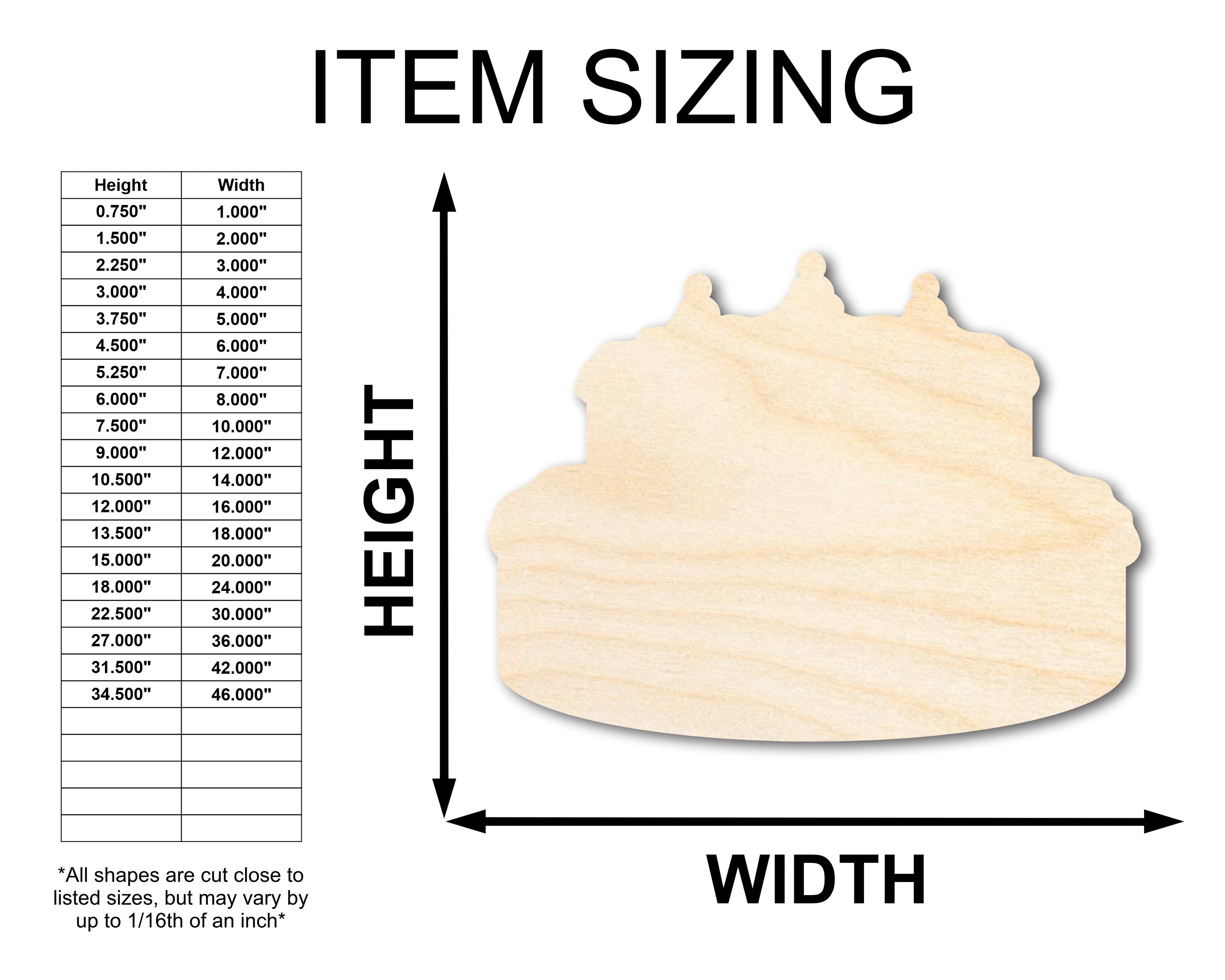 DIY Unfinished Wood Cake Shapes for Crafts, Sizes Up to 46