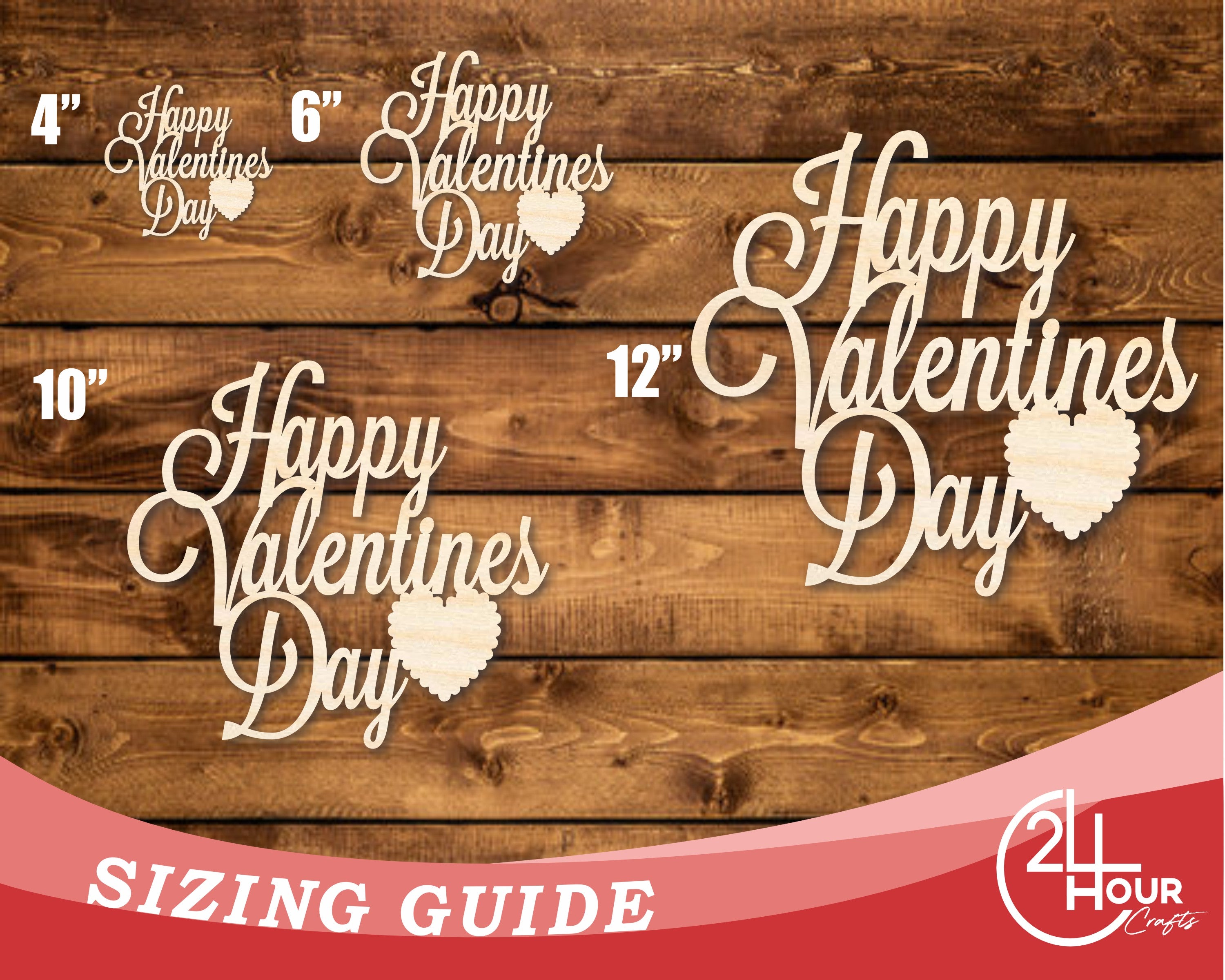 Unfinished Wood DIY Craft Cutout for Happy Valentine's Day, Up to 46 Inches for Multiple DIY Projects