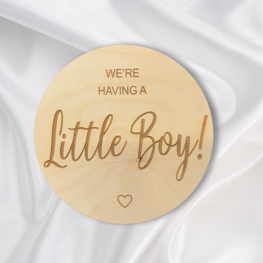 Engraved Round Wood Cutouts (1/4 Thick) for Celebrating the Arrival of a Little Boy