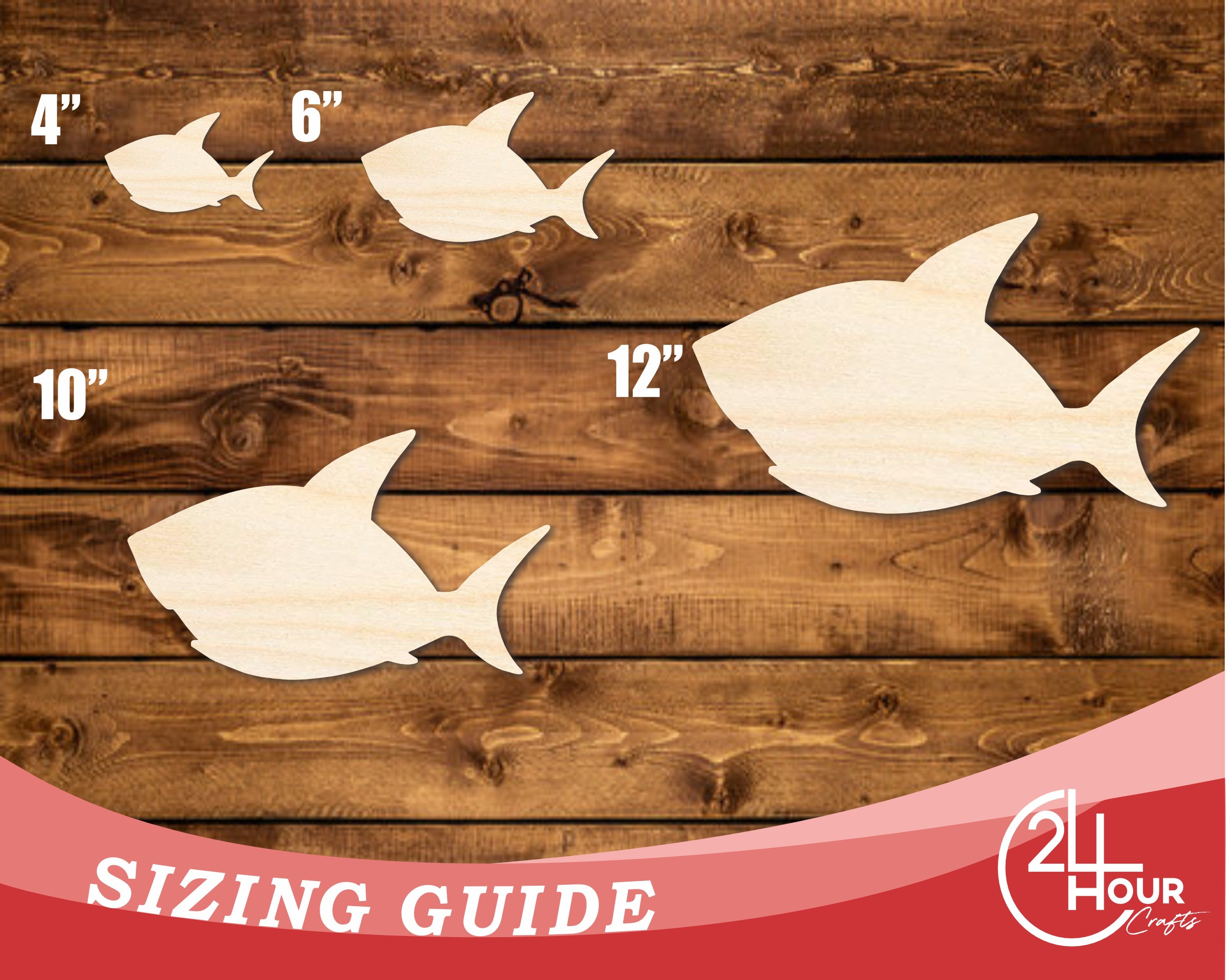 DIY Unfinished Baltic Birch Cute Shark Shape Cutout - Up to 46 Inches