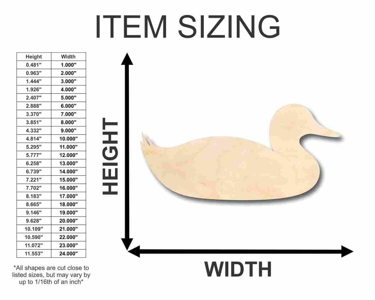 DIY Unfinished Baltic Birch Wood Sitting Duck Shapes up to 24 Inches
