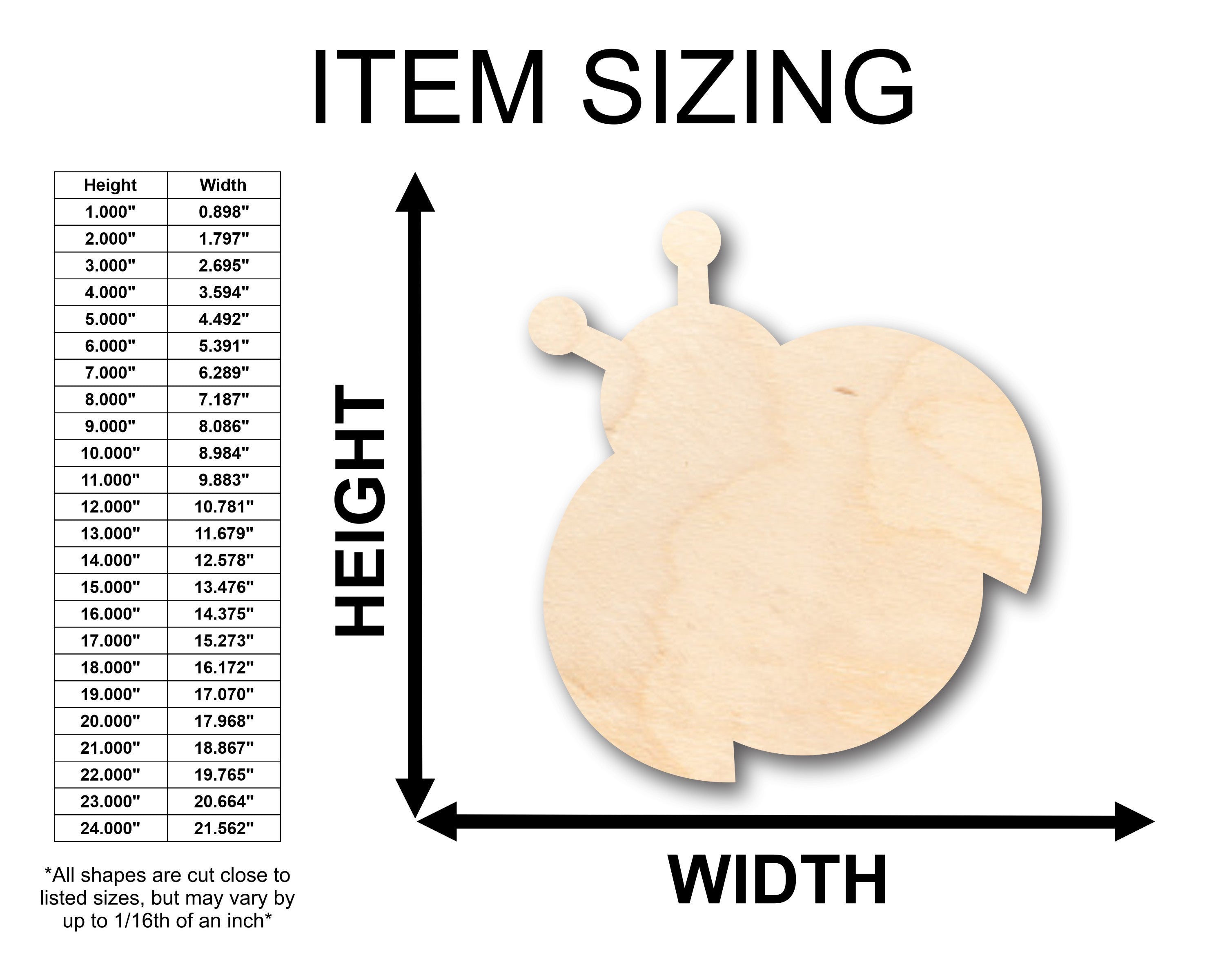 Unfinished Wood DIY Craft - Adorable Ladybug Shape, Ideal for up to 46 Do - It - Yourself Projects