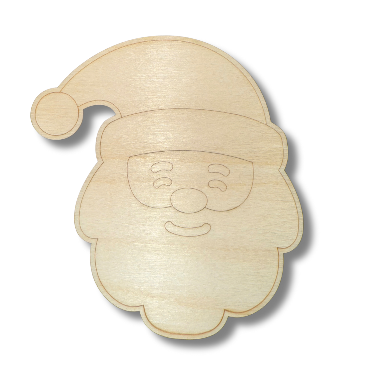 Unfinished Wood Etched Santa Head for Up to 30 DIY Paint - by - Line Crafts