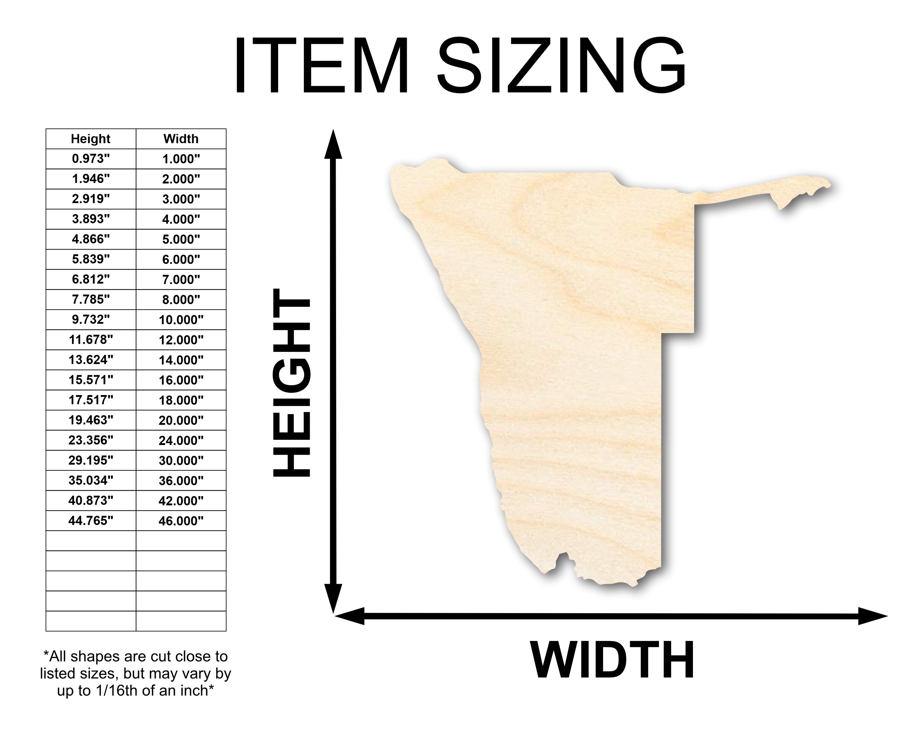 DIY Unfinished Namibia - Shaped Wood Crafts for South - Africa Projects, up to 46