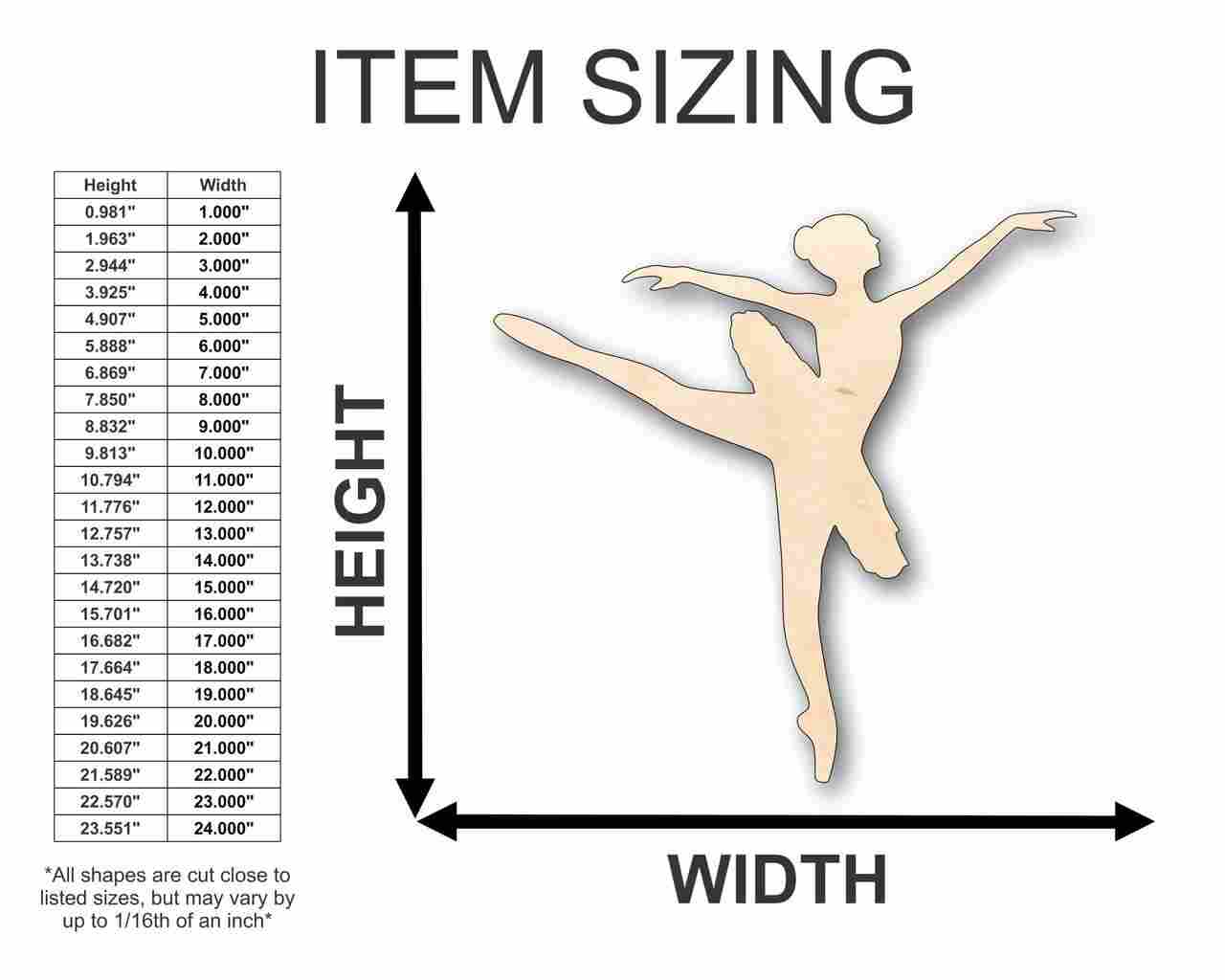 Unfinished Baltic Birch Plywood Wood Ballerina Dancer Shape - Ideal for Up to 46 DIY Crafts