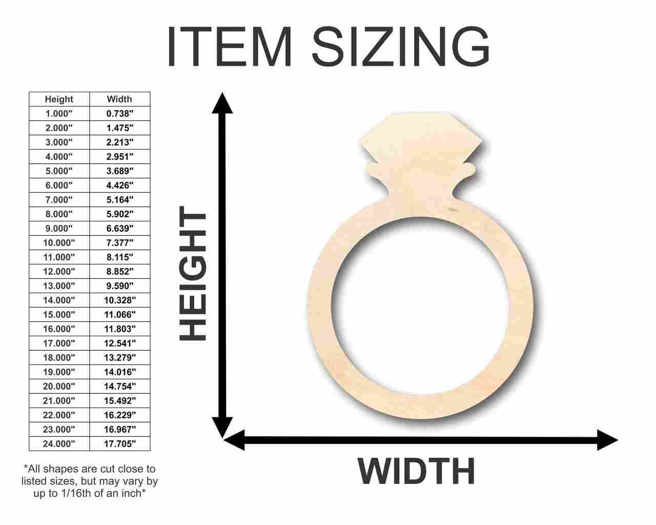 Unfinished Wood Diamond Ring Shape Craft Supplies - Ideal for up to 46 DIY Projects