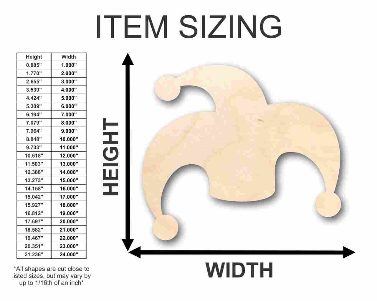 DIY Unfinished Wood Joker Jester Hat Shapes, Up to 24 Inches for Crafts