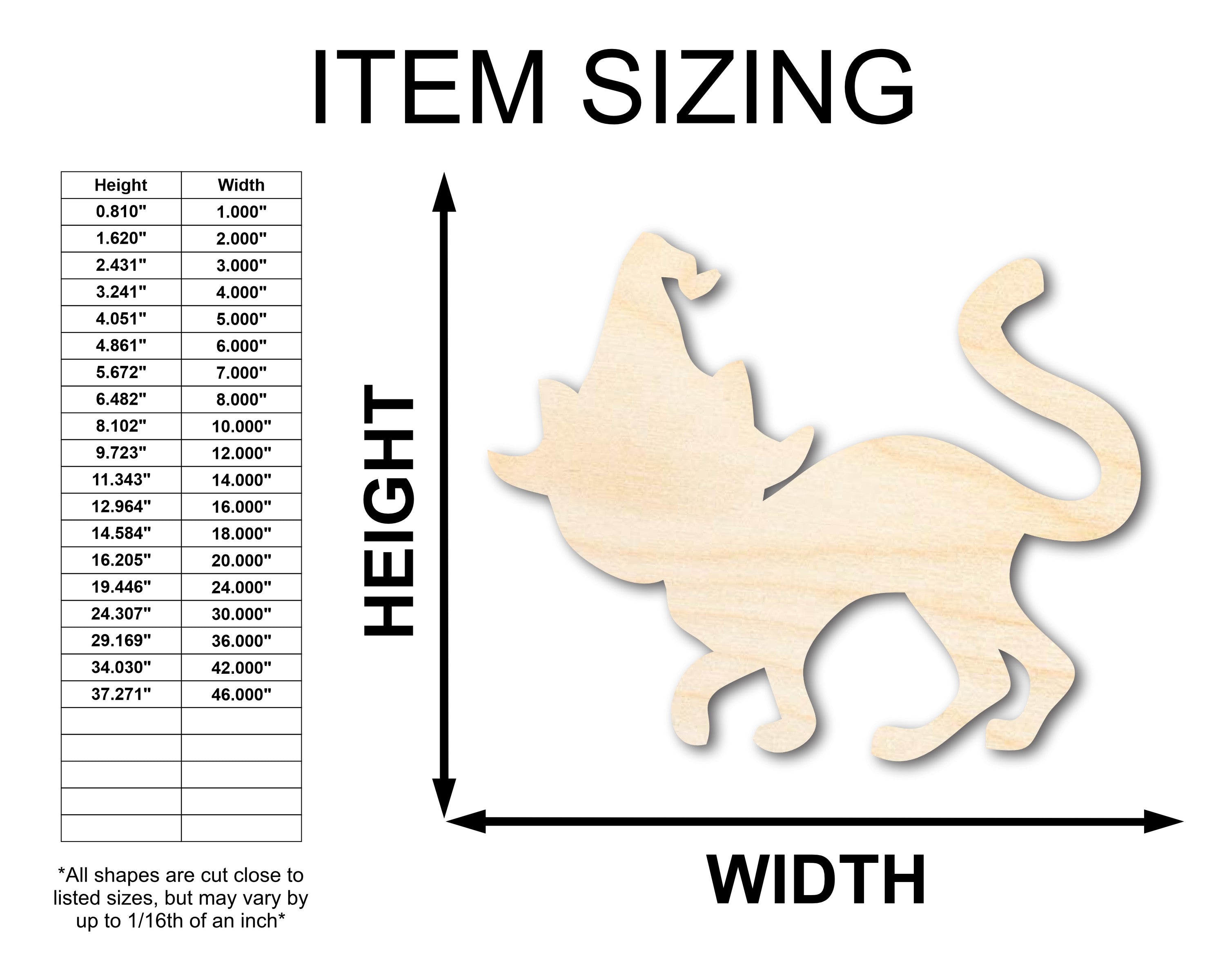 Unfinished Wood Handicraft - Wizard Cat Shape, Sizes up to 46 Inches