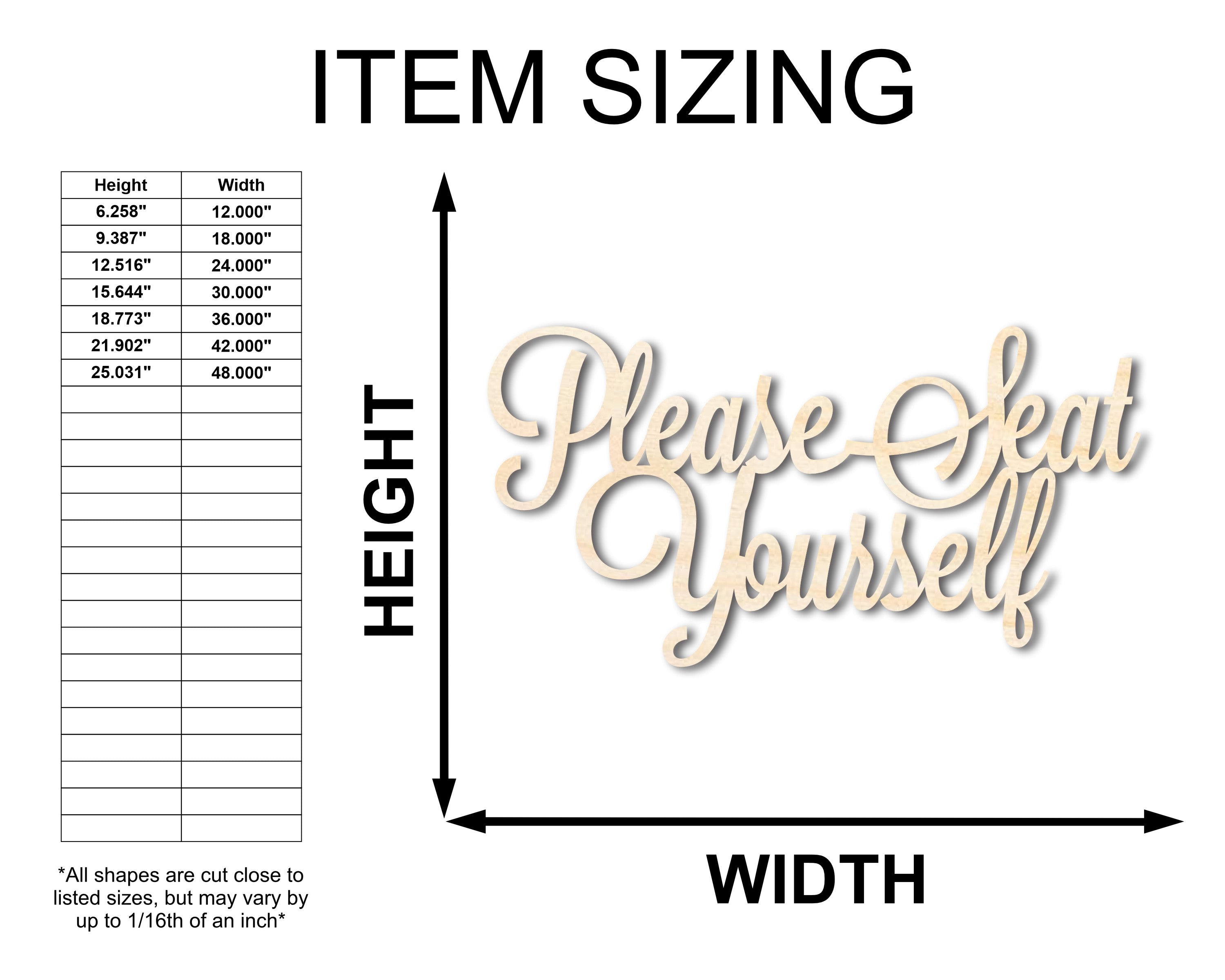 DIY Unfinished Wood 'Please Seat Yourself' Shape for Wedding Crafts - Up to 46