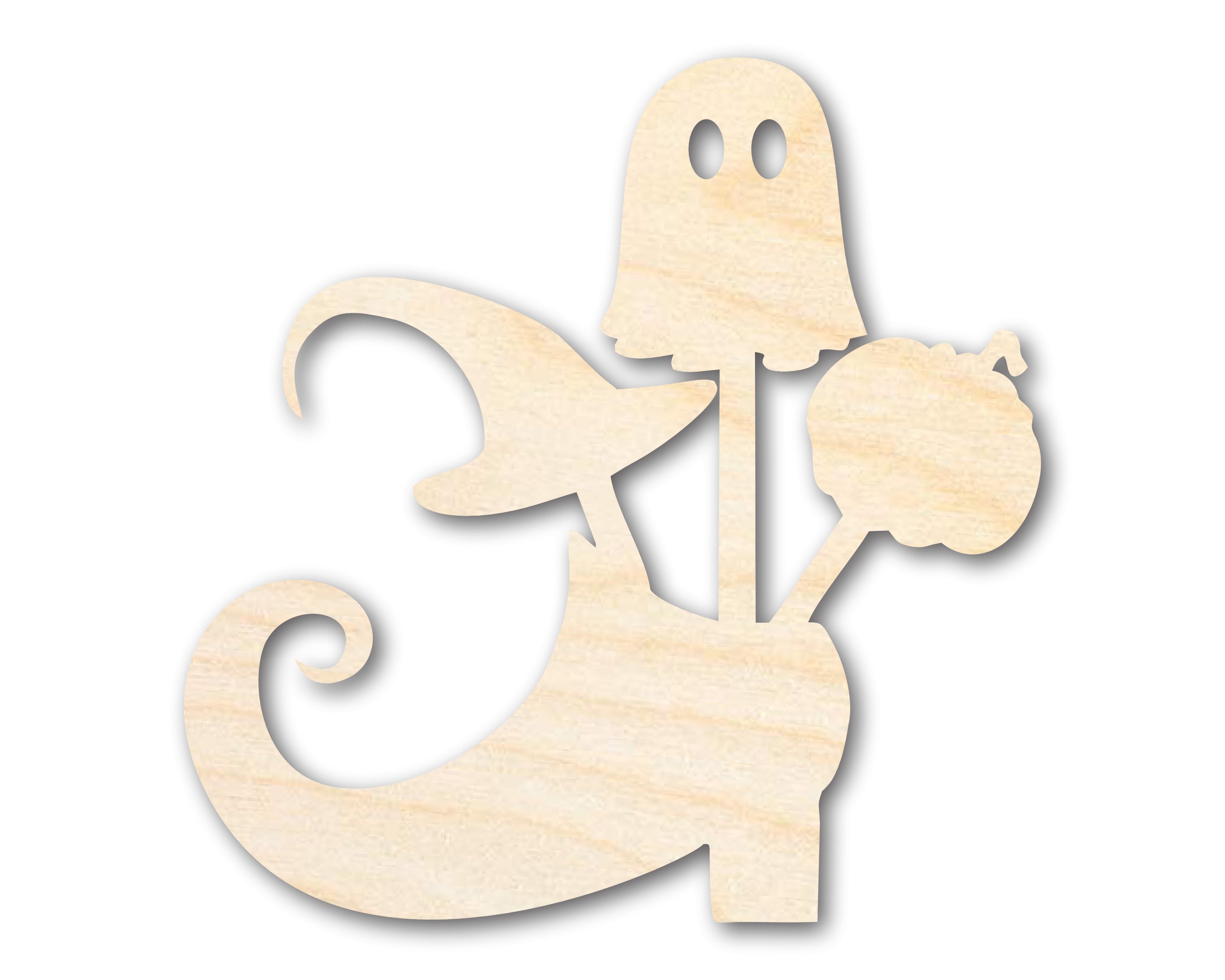 Unfinished Wood Witches Candy Shoe-Shaped Craft Items - Sizes Up to 46 Inches