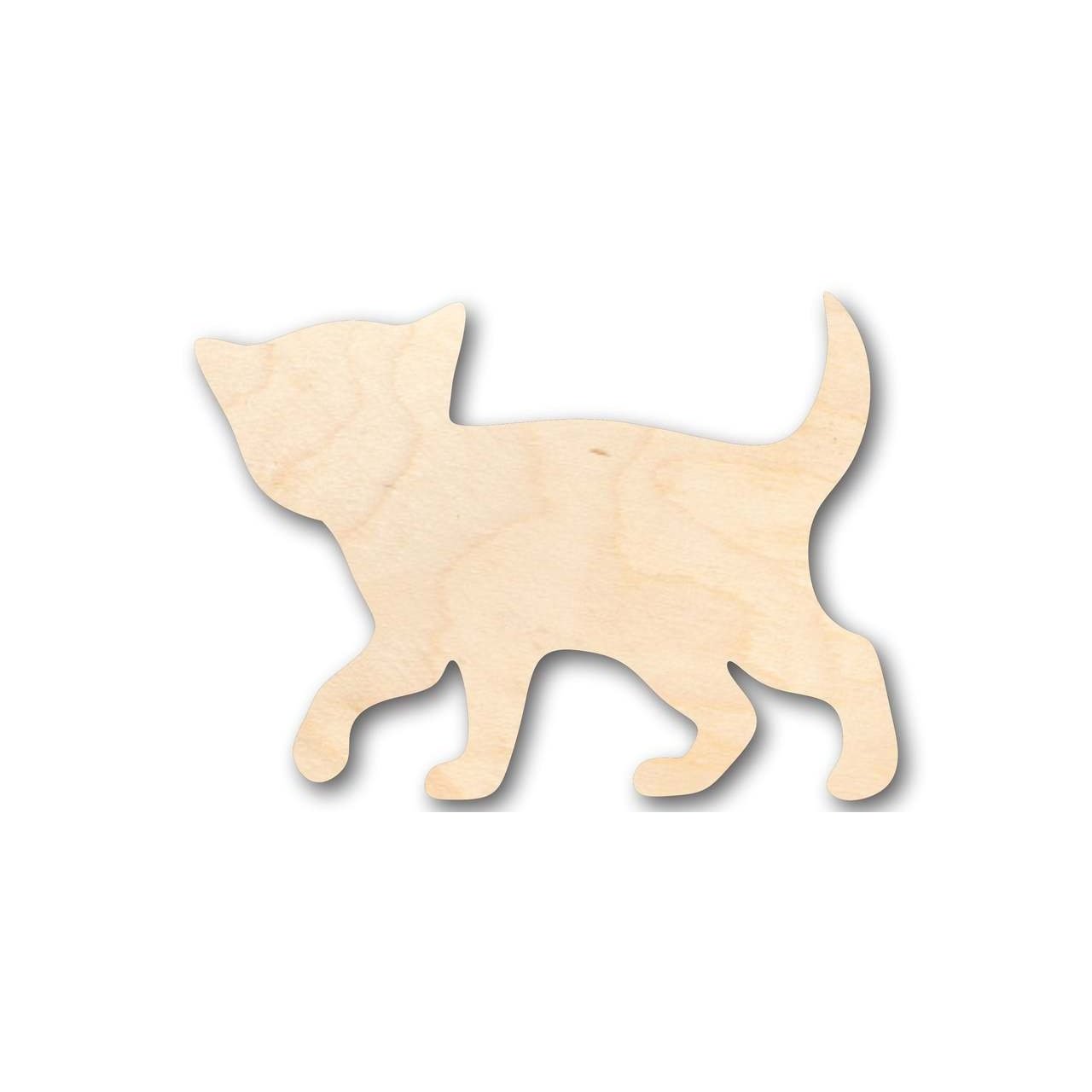 Unfinished Wood DIY Craft in Kitten Cat Shape - Ideal for Animal and Pet - Themed Projects up to 46 Different DIY Options