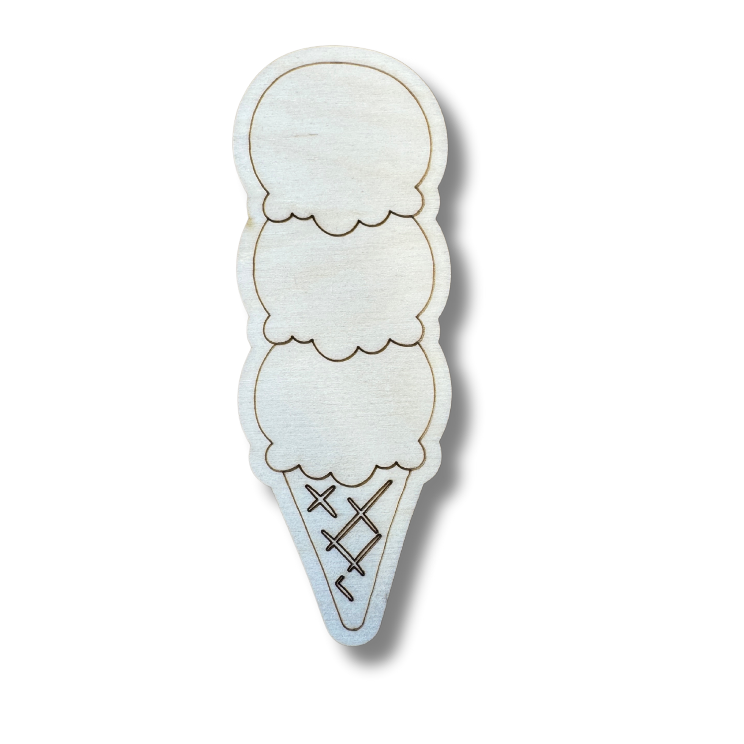 DIY Unfinished Wood Triple Ice Cream Scoop Shapes for Line Painting - Up to 30 Pieces