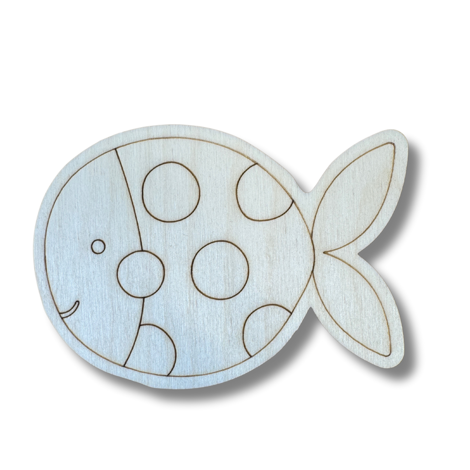 Unfinished DIY Wood Crafts - Etched Spotted Fish Shape for Paint By Line Projects up to 30 Pieces