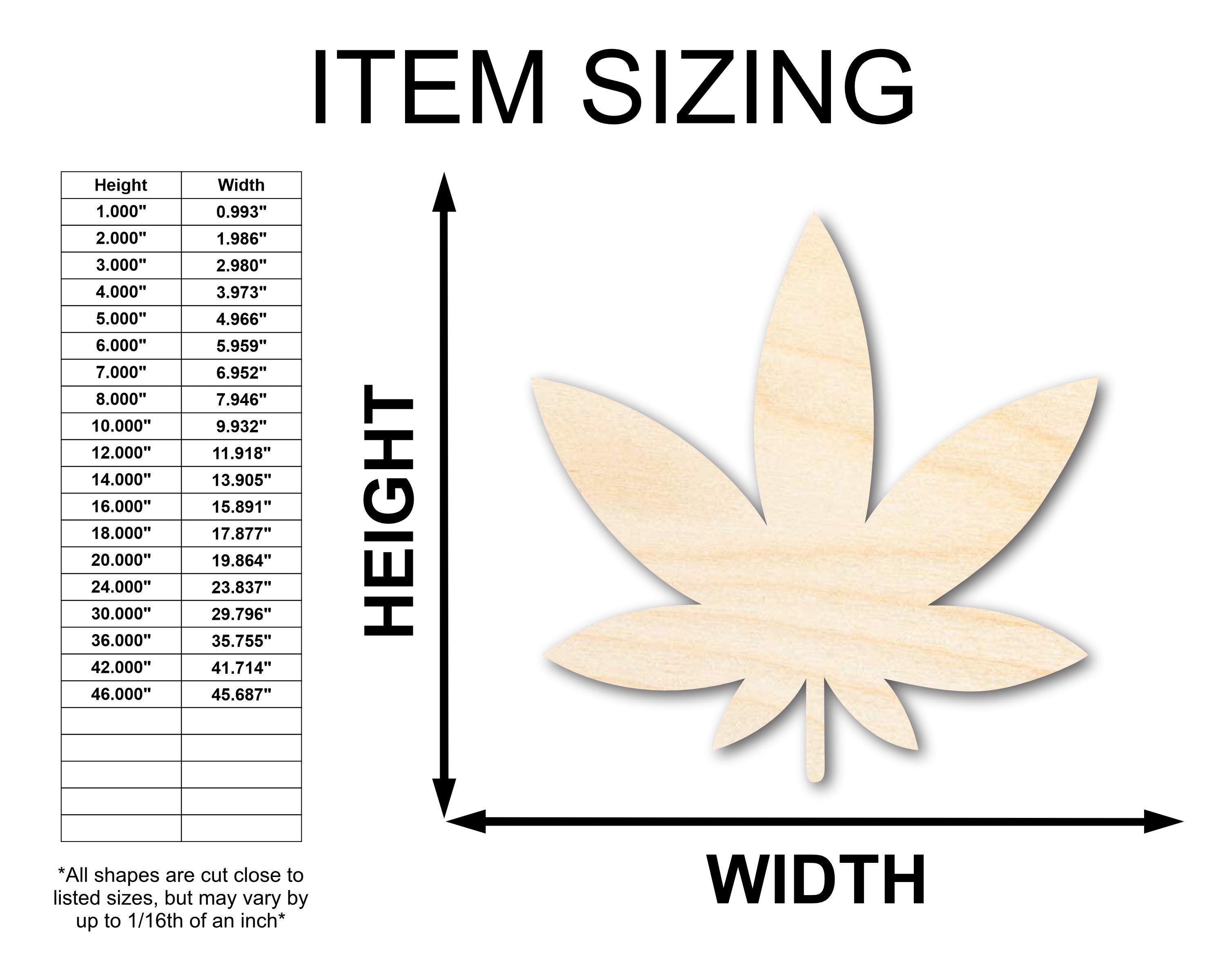 Unfinished Wood Handicraft in Simple Marijuana Leaf Shape for Up to 46 DIY Projects