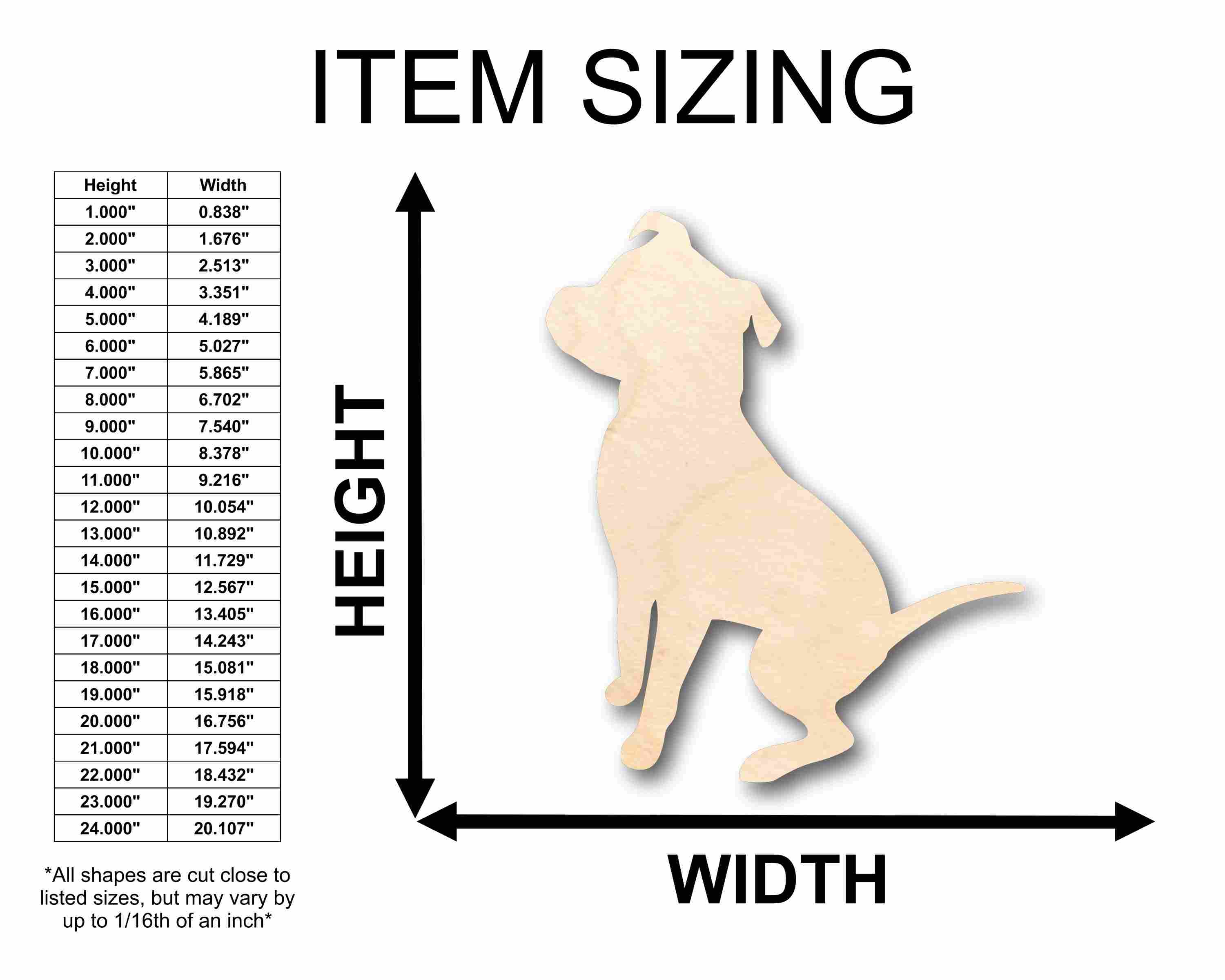 DIY Unfinished Wood Pitbull Dog Silhouette - Up to 46 Inches for Crafts