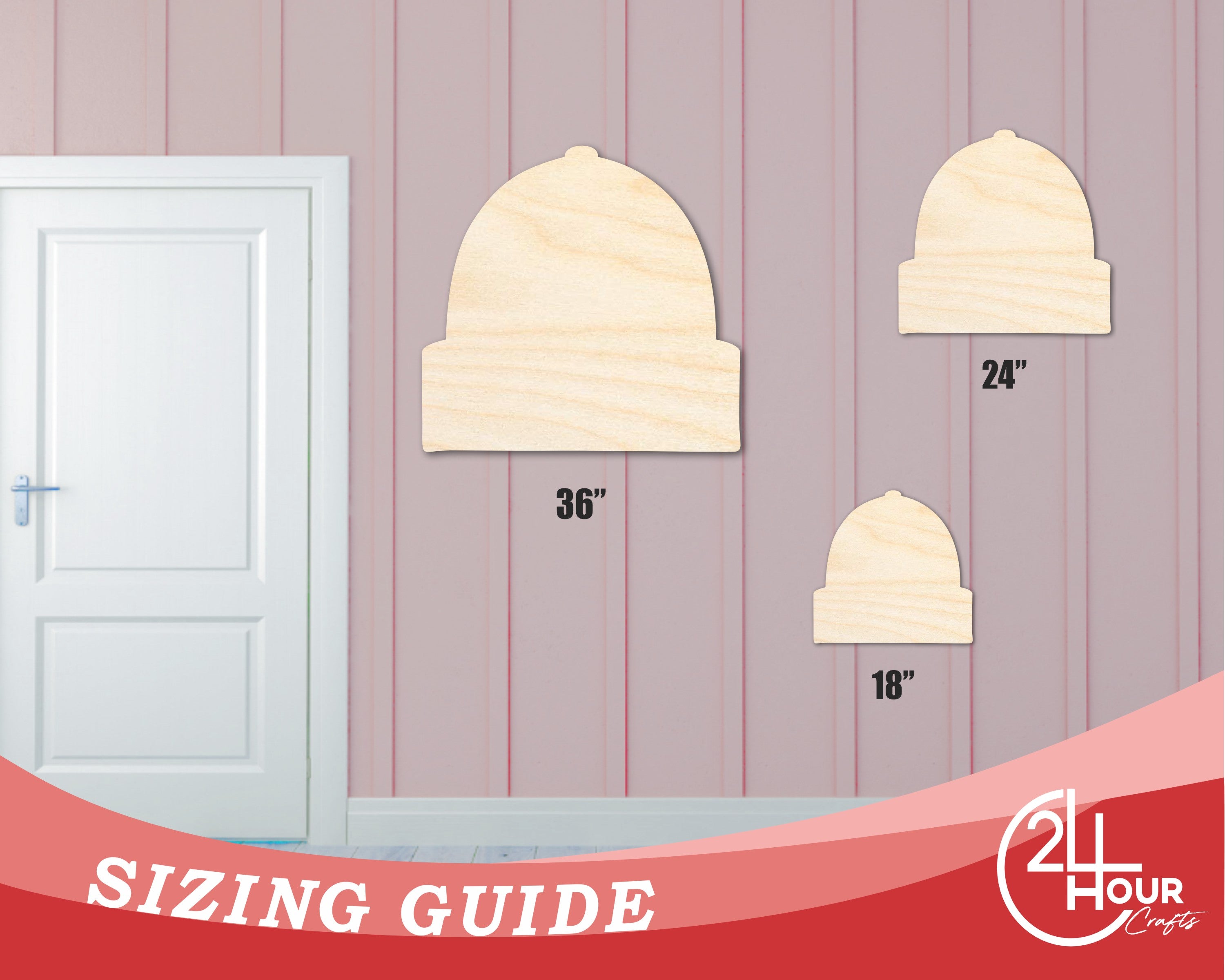 Enhanced Unfinished Wood Beanie Hat Silhouette for DIY Crafts