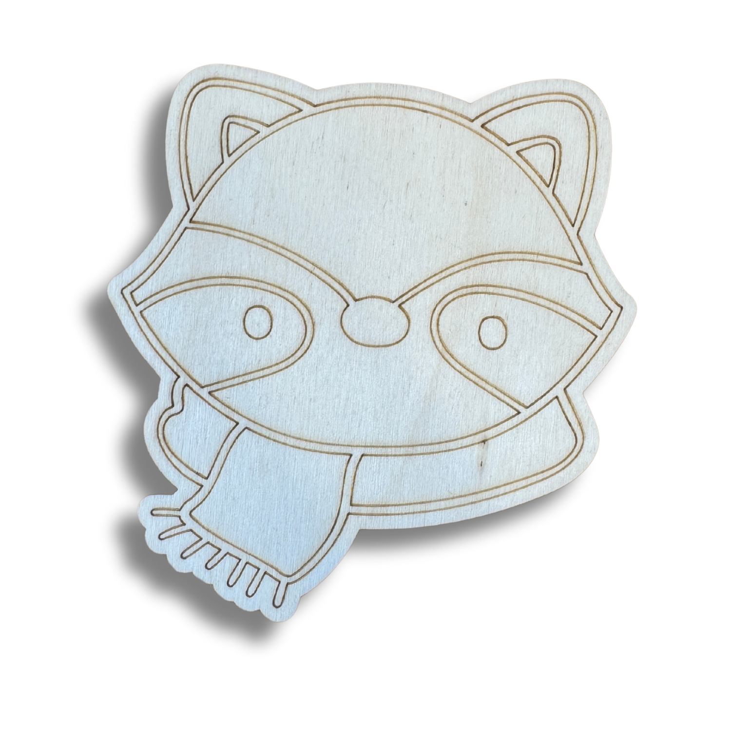 Unfinished DIY Wood Etched Raccoon Head Shape for Paint By Line Crafts, Up to 30 Different DIY Options