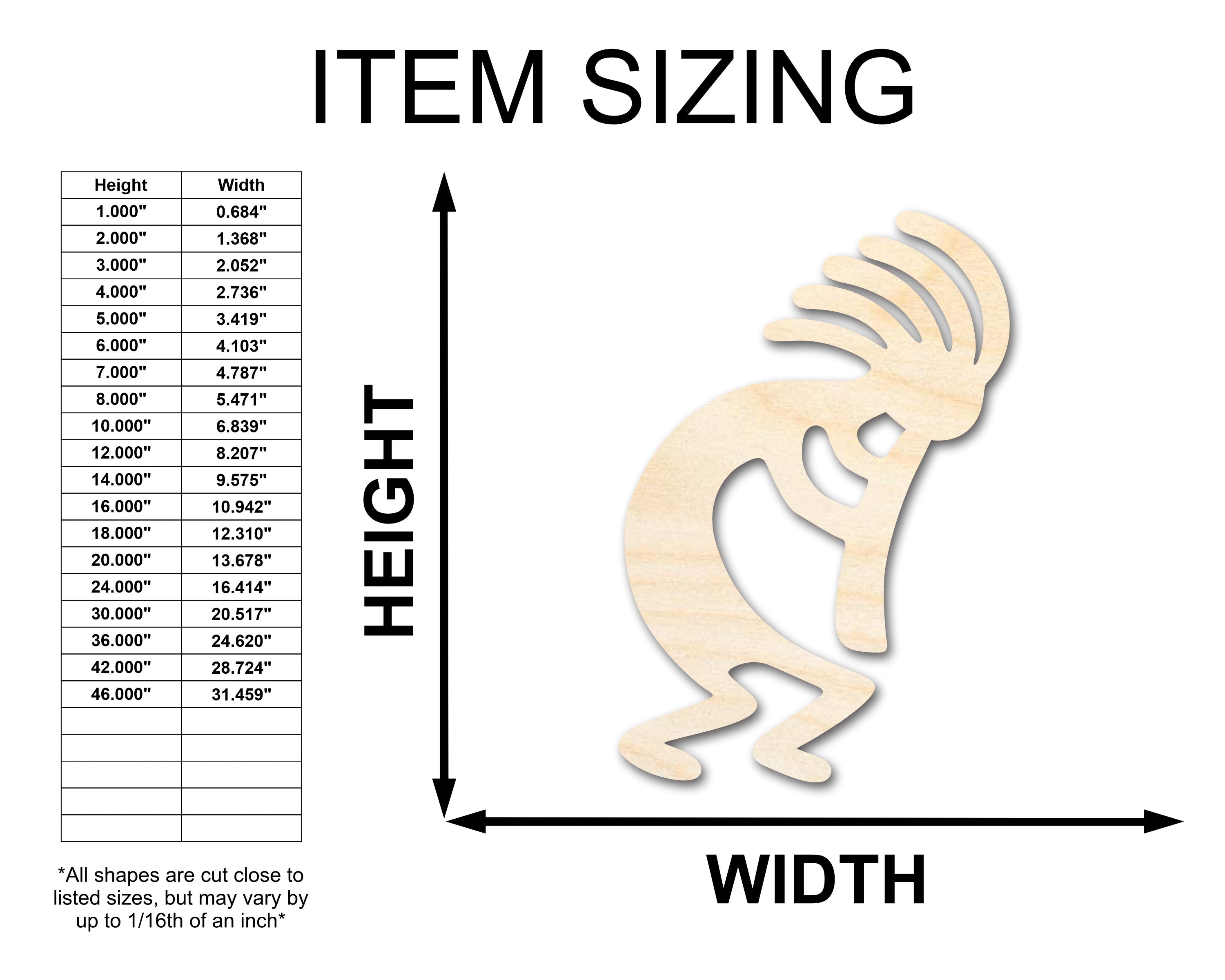 Unfinished Craft Wood Kokopelli Shape - Suitable for Various Crafts, Up to 46 Inches