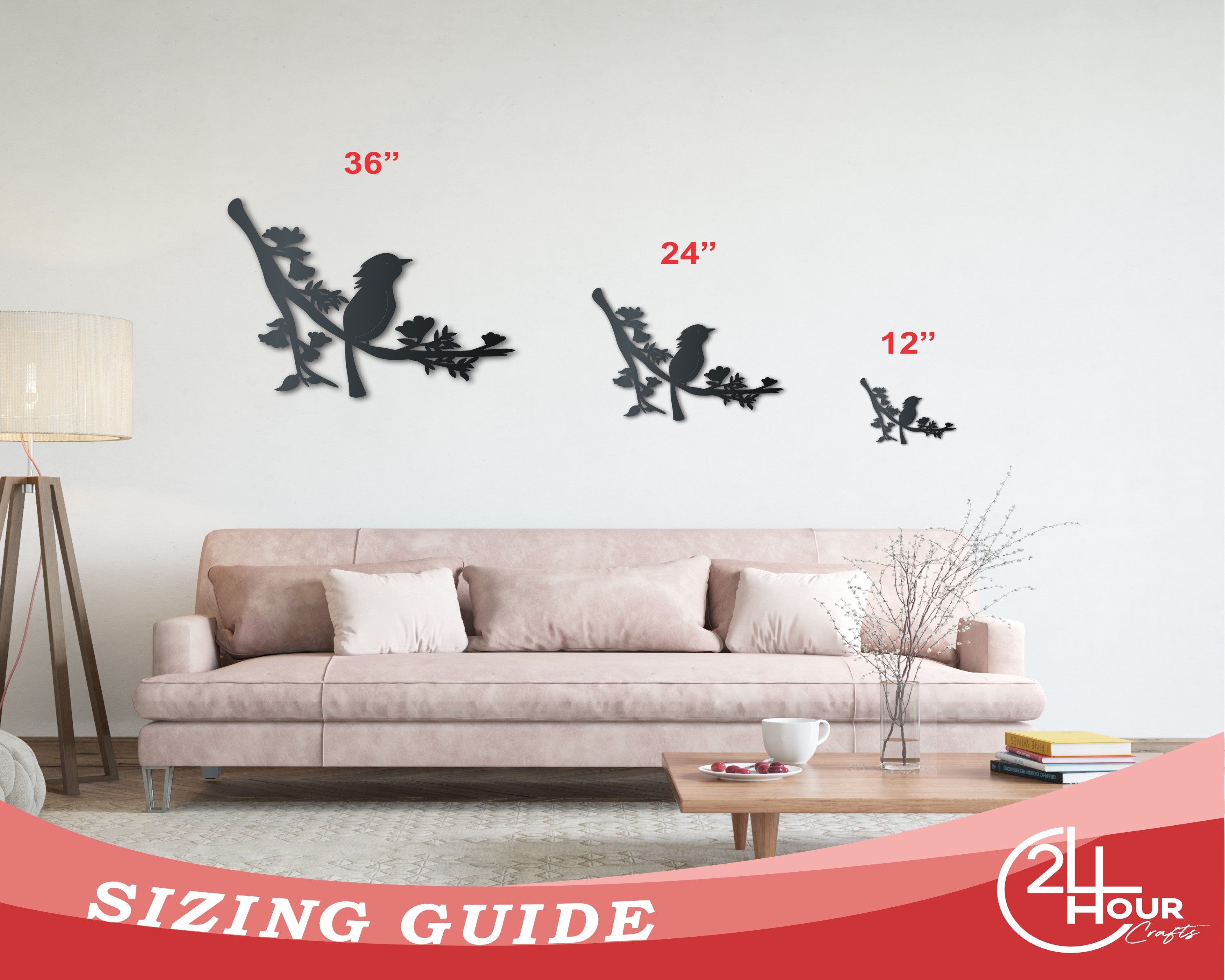Exquisite Metal Wall Art of a Bird Perched on a Branch for Indoor and Outdoor Garden Decor with Up to 46 Sizes and Over 20 Color Choices