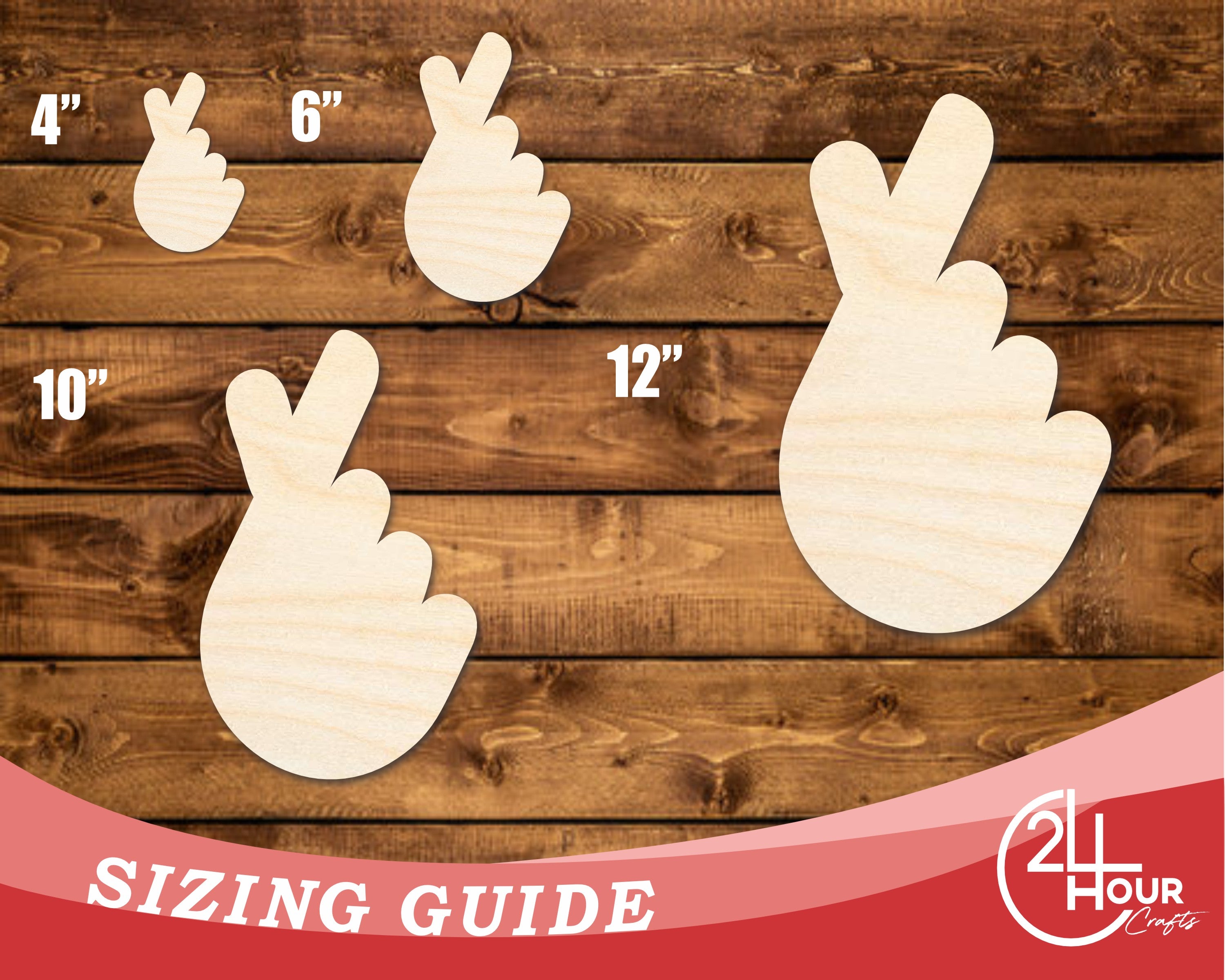 DIY Unfinished Wood Finger Heart Shape Cutouts - Up to 46 Sizes Available