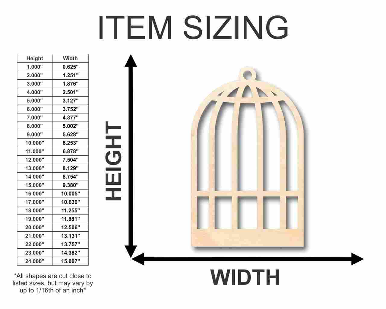 Unfinished Baltic Birch Plywood Wood Birdcage Shape Craft Items for Up to 46 DIY Projects