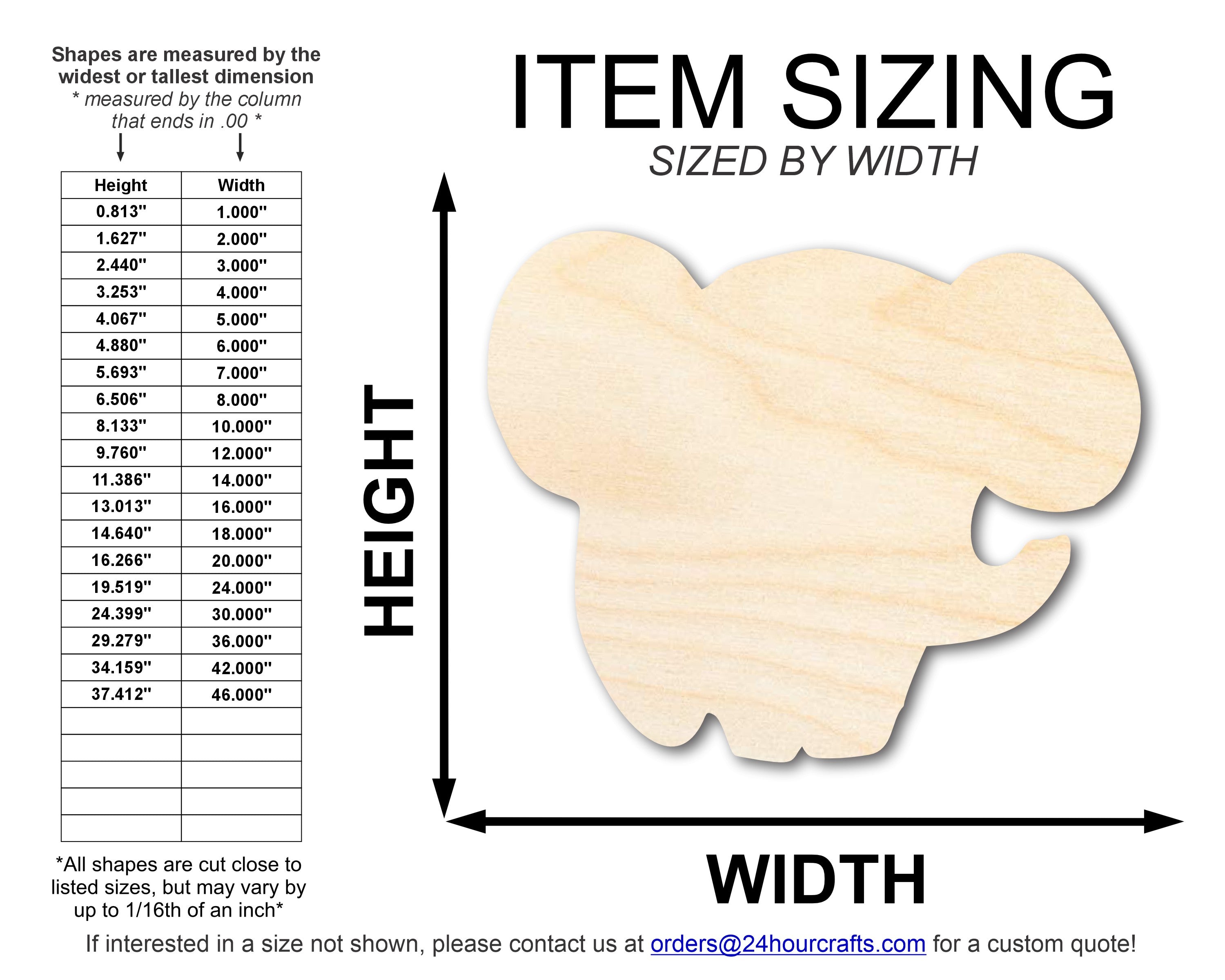 DIY Unfinished Baltic Birch Wood Cartoon Elephant Shape Cutout - Up to 46 Inches