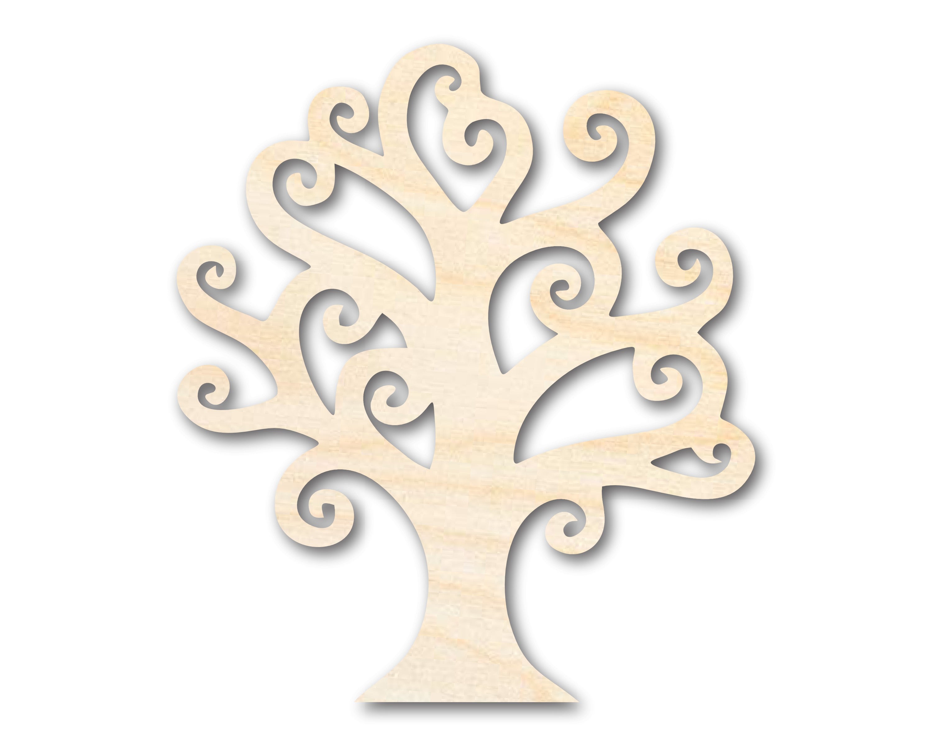 Unfinished Sanded Wood Swirly Tree Shape Crafts up to 36 Inches