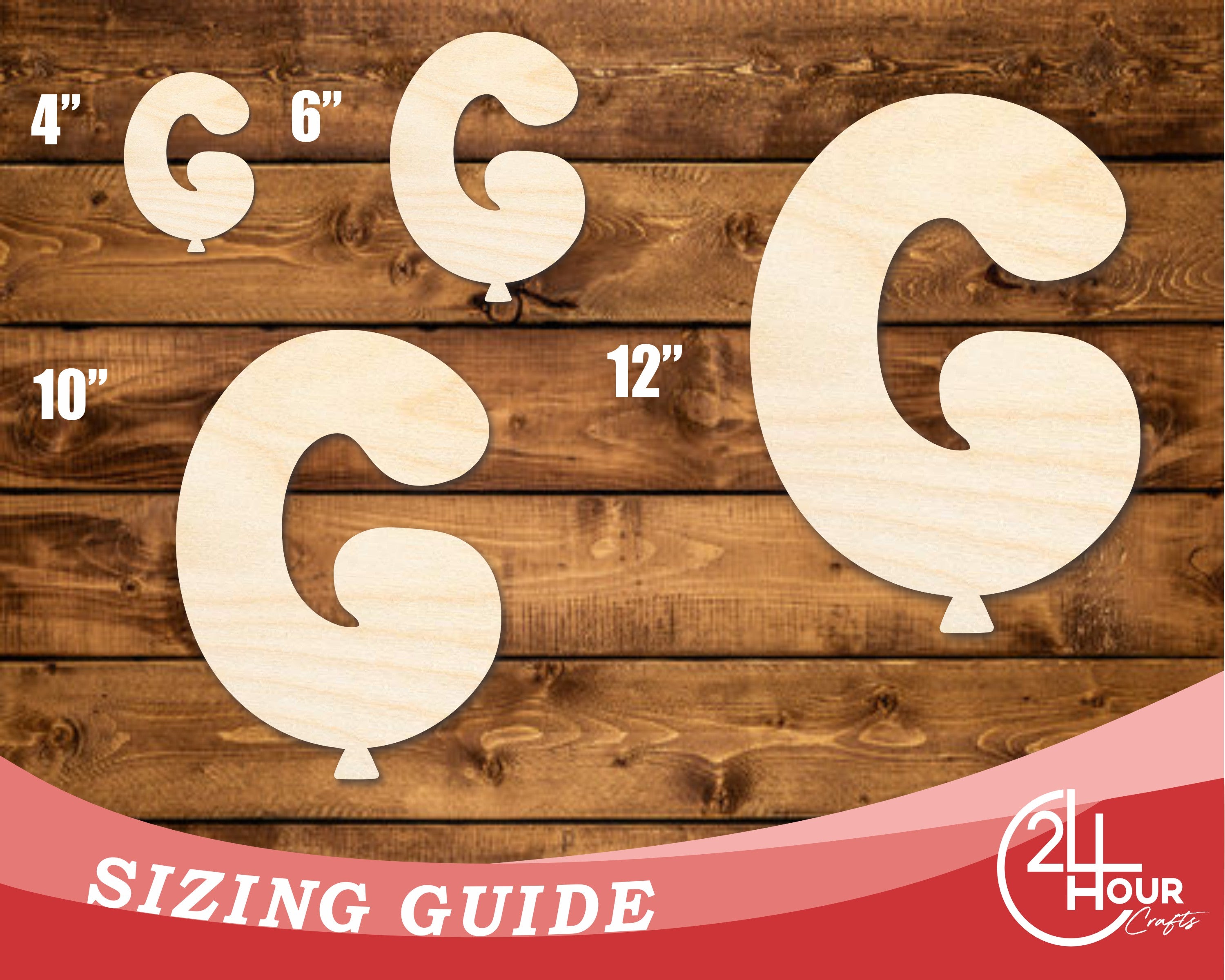 Unfinished DIY Craft Cutout in the Shape of a Wood Balloon Letter G | Up to 46 Inches for Do - It - Yourself Projects