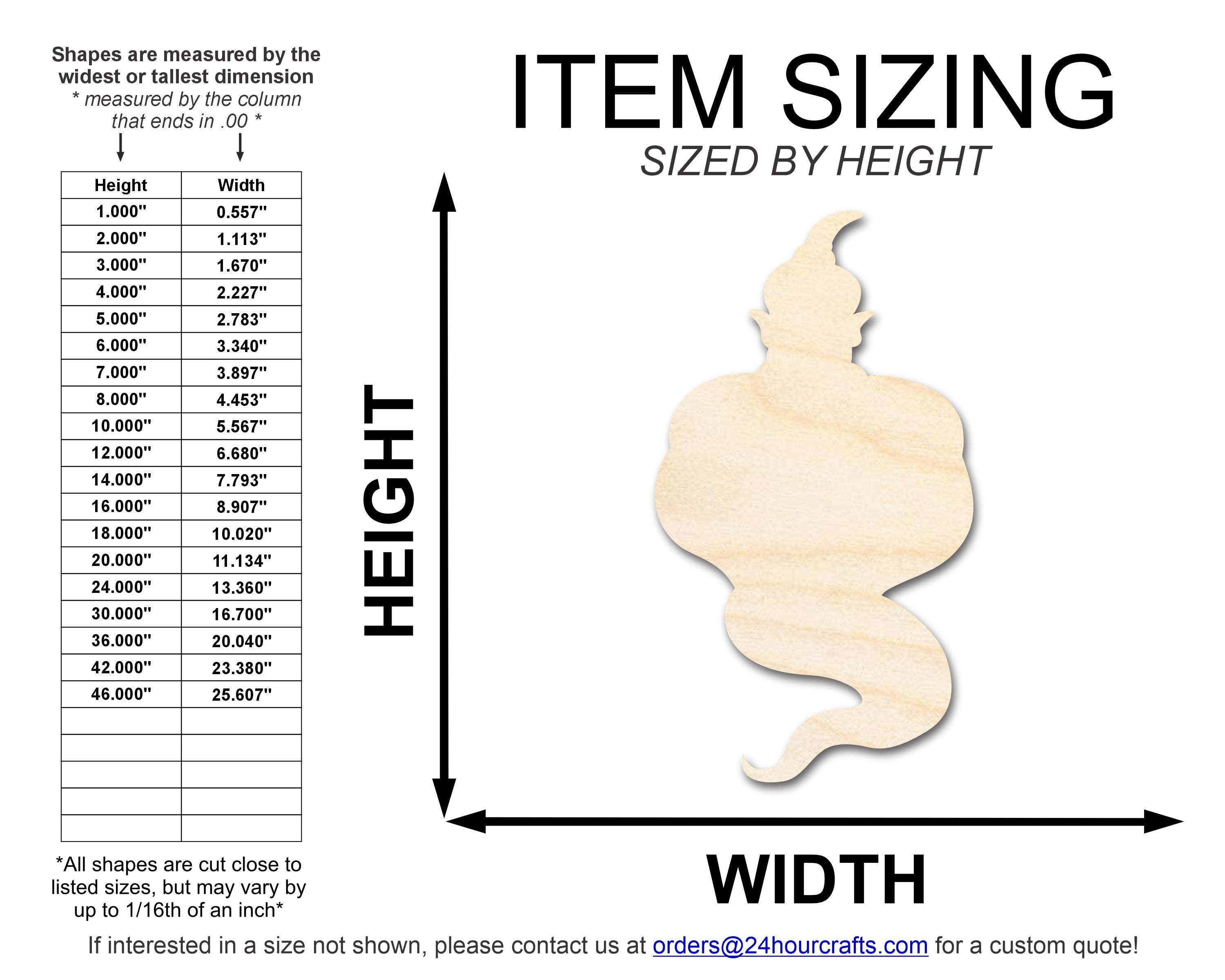 DIY Unfinished Baltic Birch Genie Shape Cutouts up to 46 Inches