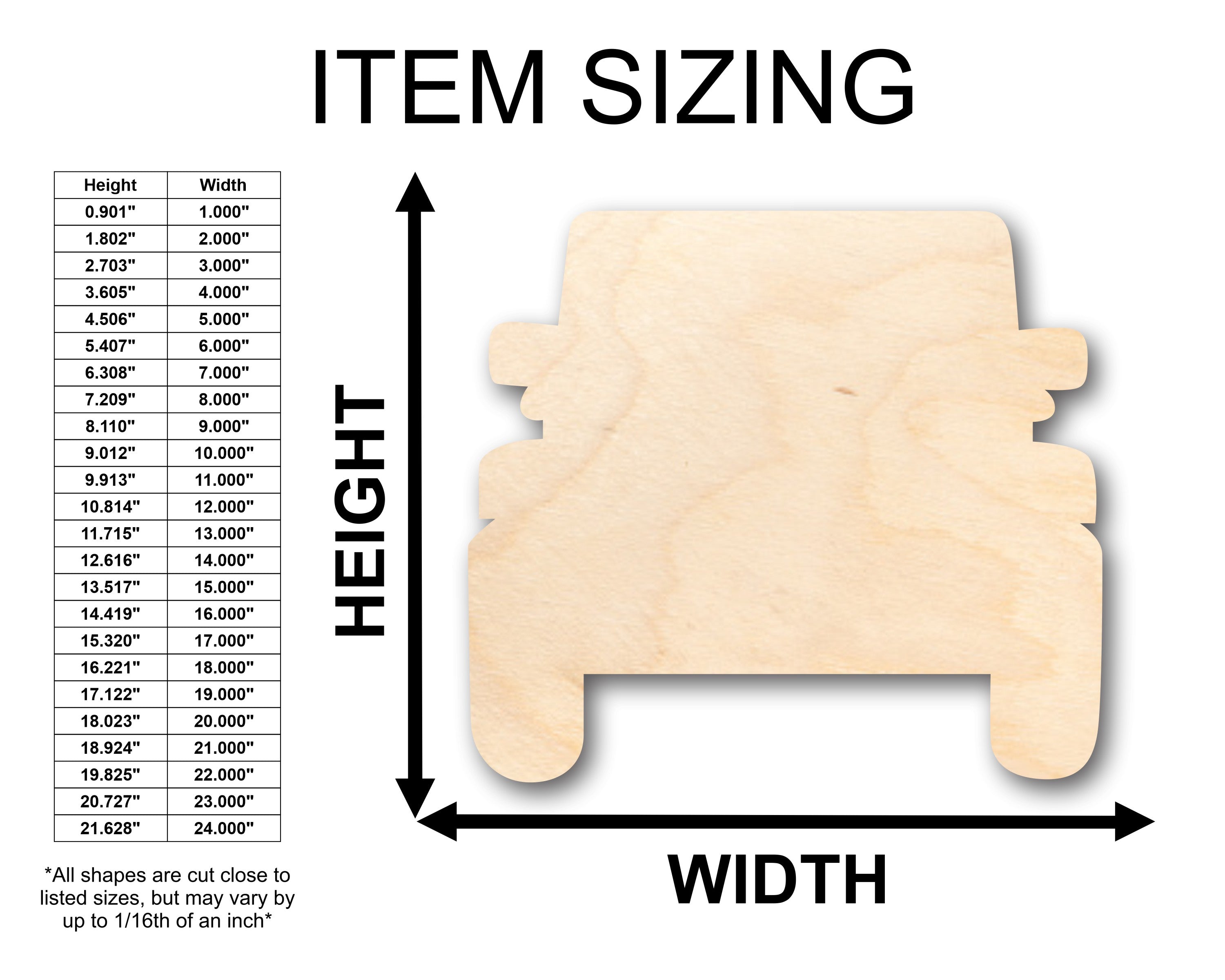 Unfinished DIY Craft - Off Road Vehicle Shape in Wood, Suitable for Up to 46 Do - It - Yourself Projects