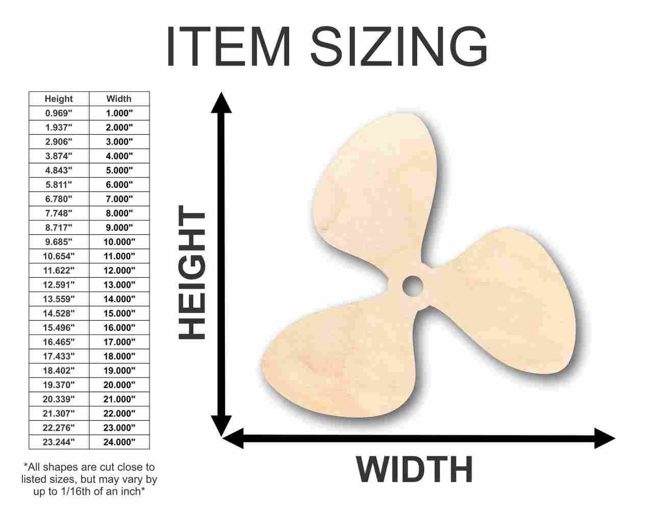 Unfinished Baltic Birch Wood Propeller Shape for Fishing, Boat, and DIY Crafts up to 46