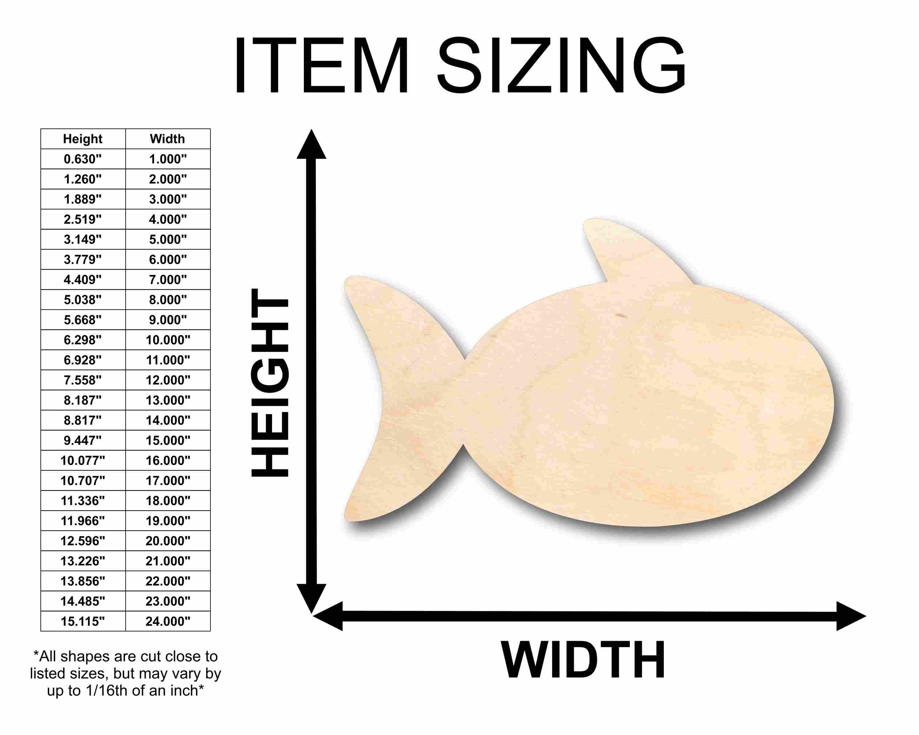Unfinished DIY Wood Craft in Fish Shape Silhouette - Ideal for Up to 46 Do - It - Yourself Projects